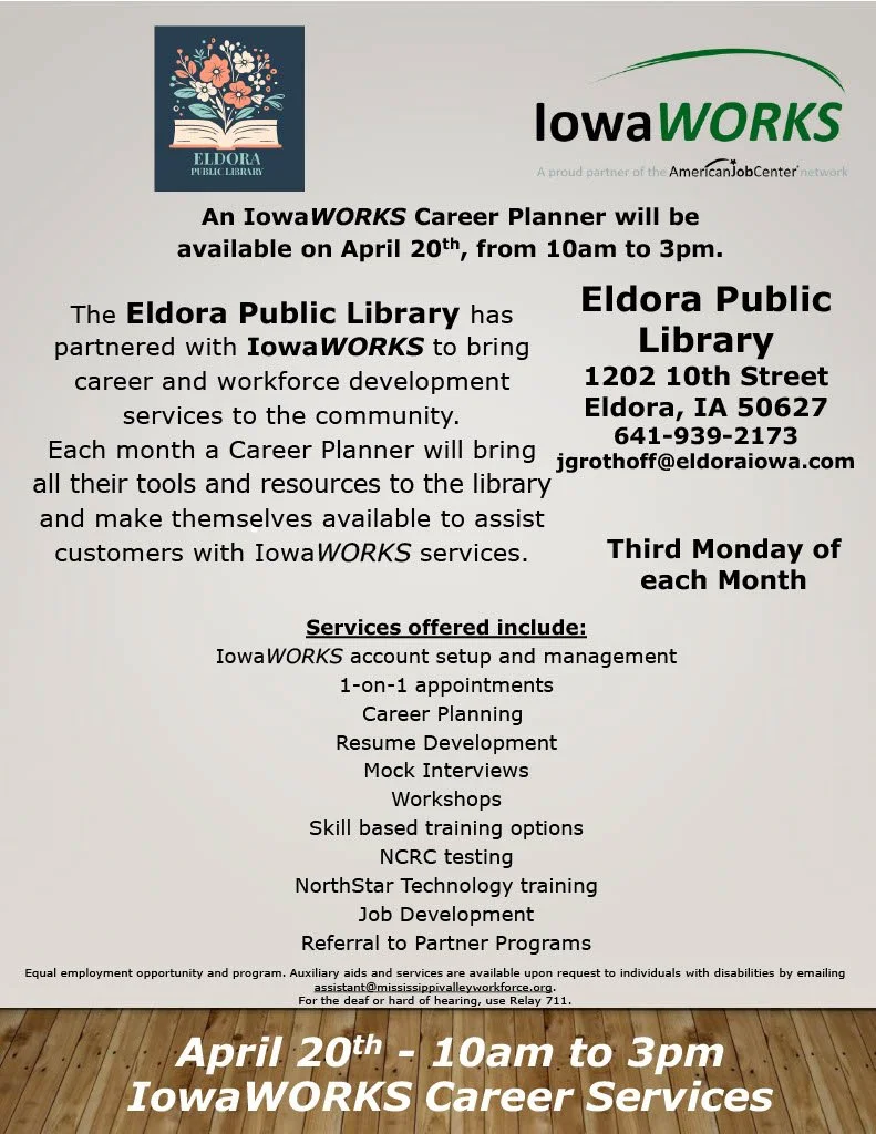 Hardin County: Career Services at Eldora Public Library