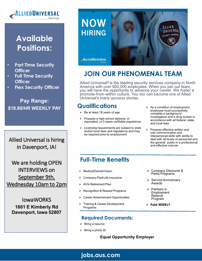 Scott County: Allied Universal Open Interviews