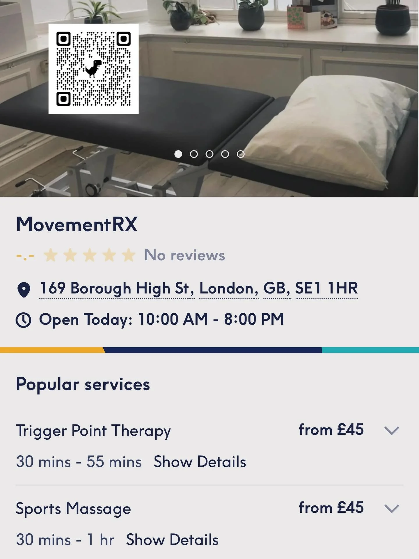 Movement RX is now on Treatwell! Scan the QR code to book your next appointment. #massage #sports #rehab #london #muscles #training #recovery #treatwell