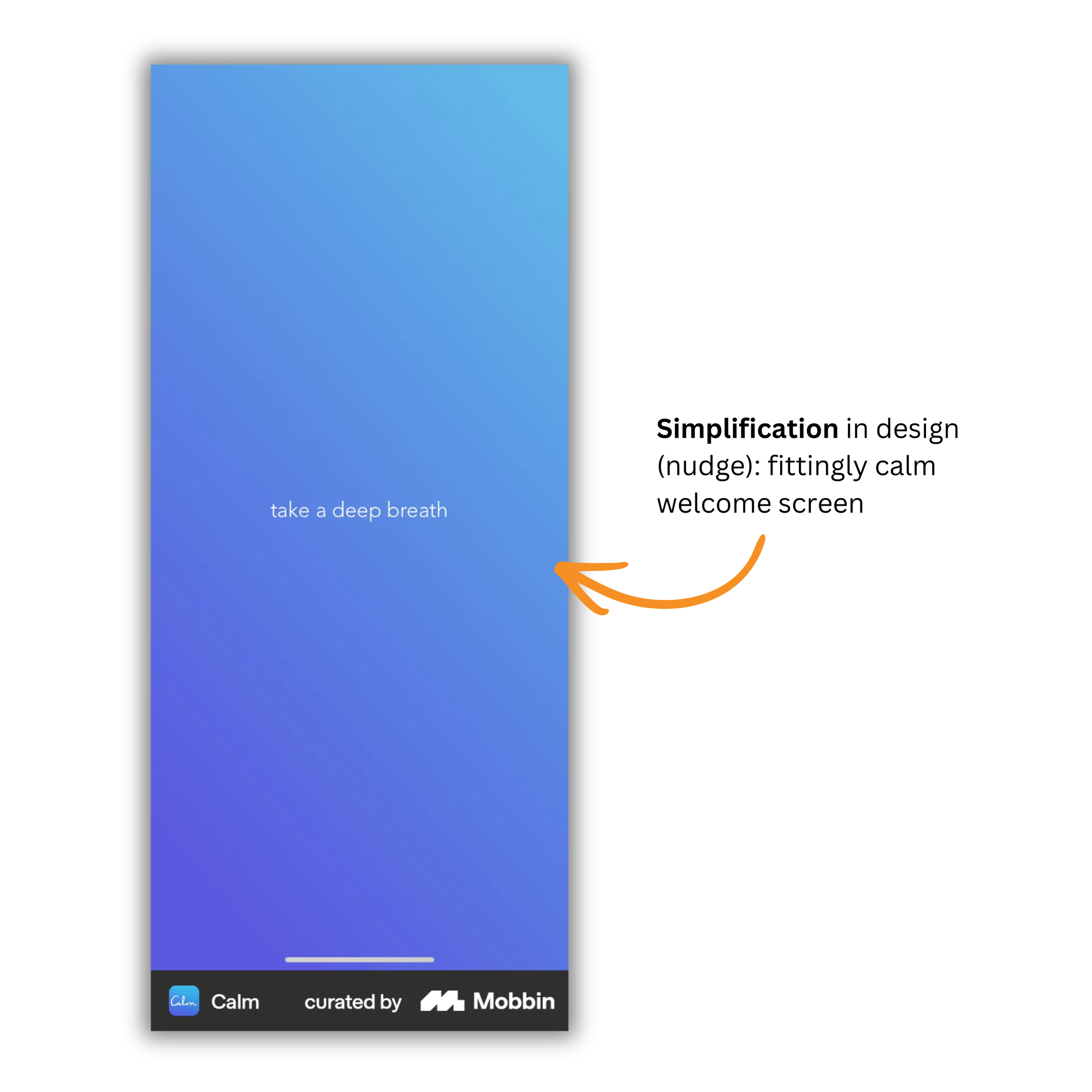2020 screenshot from Calm, showing simplified welcome screen