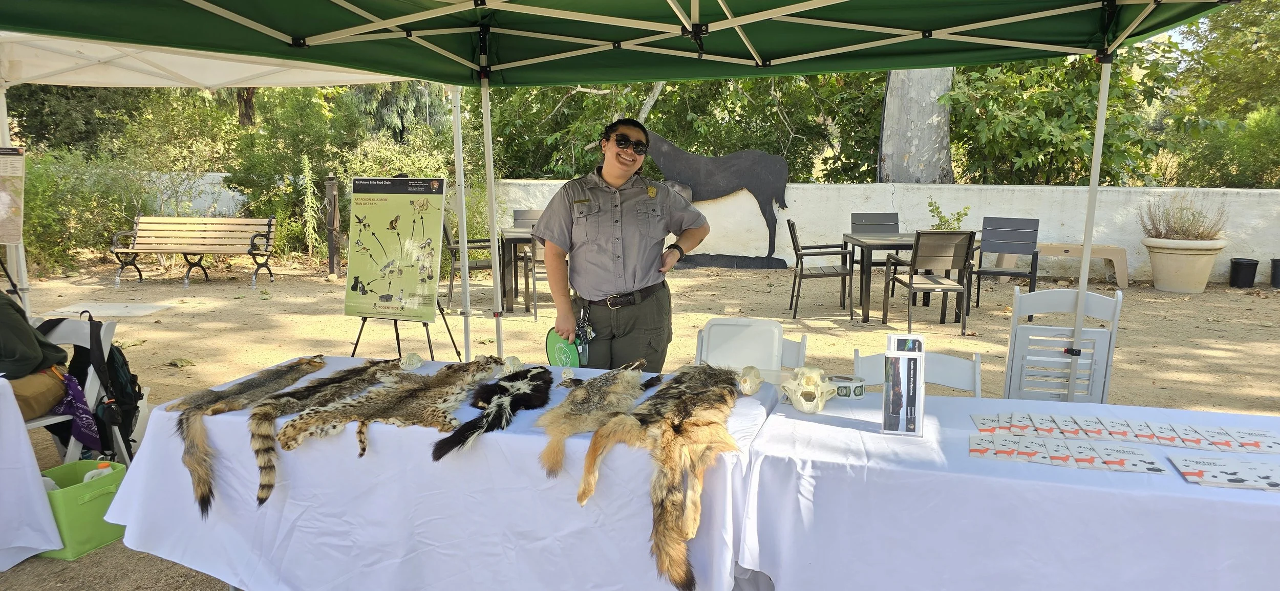   National Park Service Park Guide Jazmin Ramsey shared information about local wildlife with the fun addition of animal pelts! Ramsey offered fun facts about the animals and supplied a Junior Ranger activity book for kids to earn their Junior Park Ranger badge!   