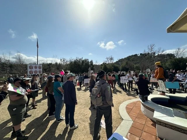 Over a hundred people gathered at King Gillette Ranch to stand in protest