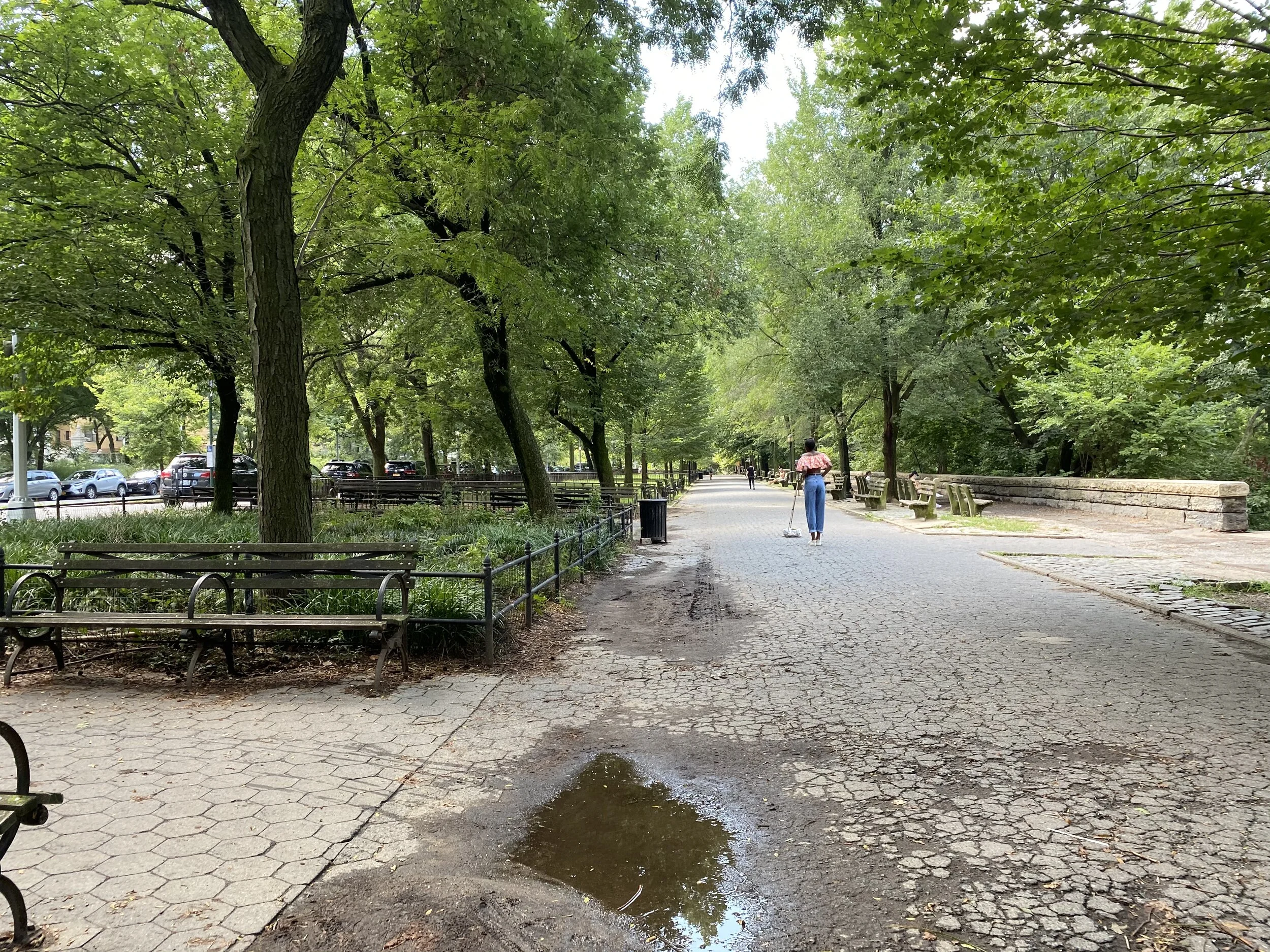 a very stylish woman taking her own picture as i entered riverside park on 113th