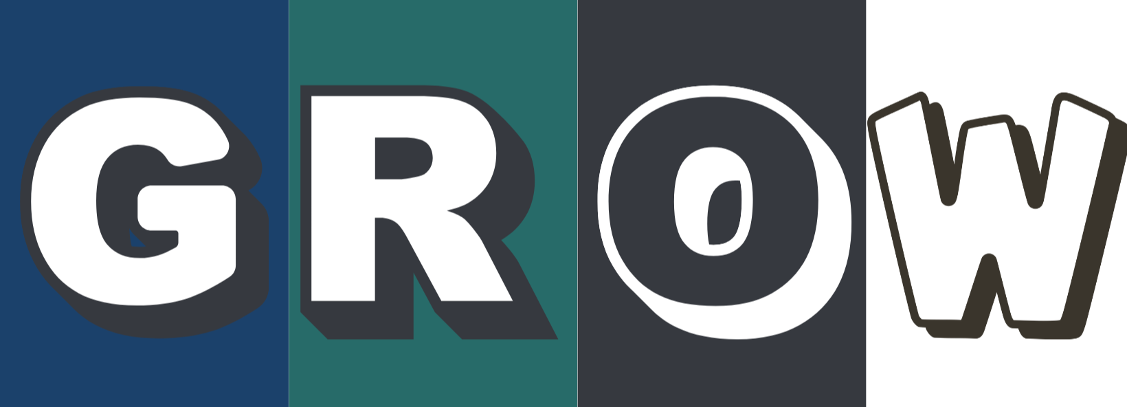 A four-quadrant graphic explaining the GROW model coaching framework with icons for Goal, Reality, Options, and Way Forward.