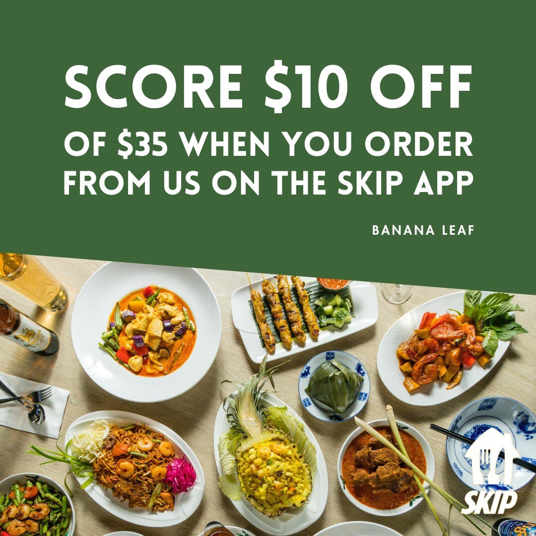 Exciting News! 🎉 Banana Leaf and @skipthedishes are teaming up for this amazing promotion. When you order a minimum of $35 or more, enjoy a fantastic $10 off your bill! This incredible deal runs from March 25th to April 7, 2024. Don't miss out! 🥢🥤