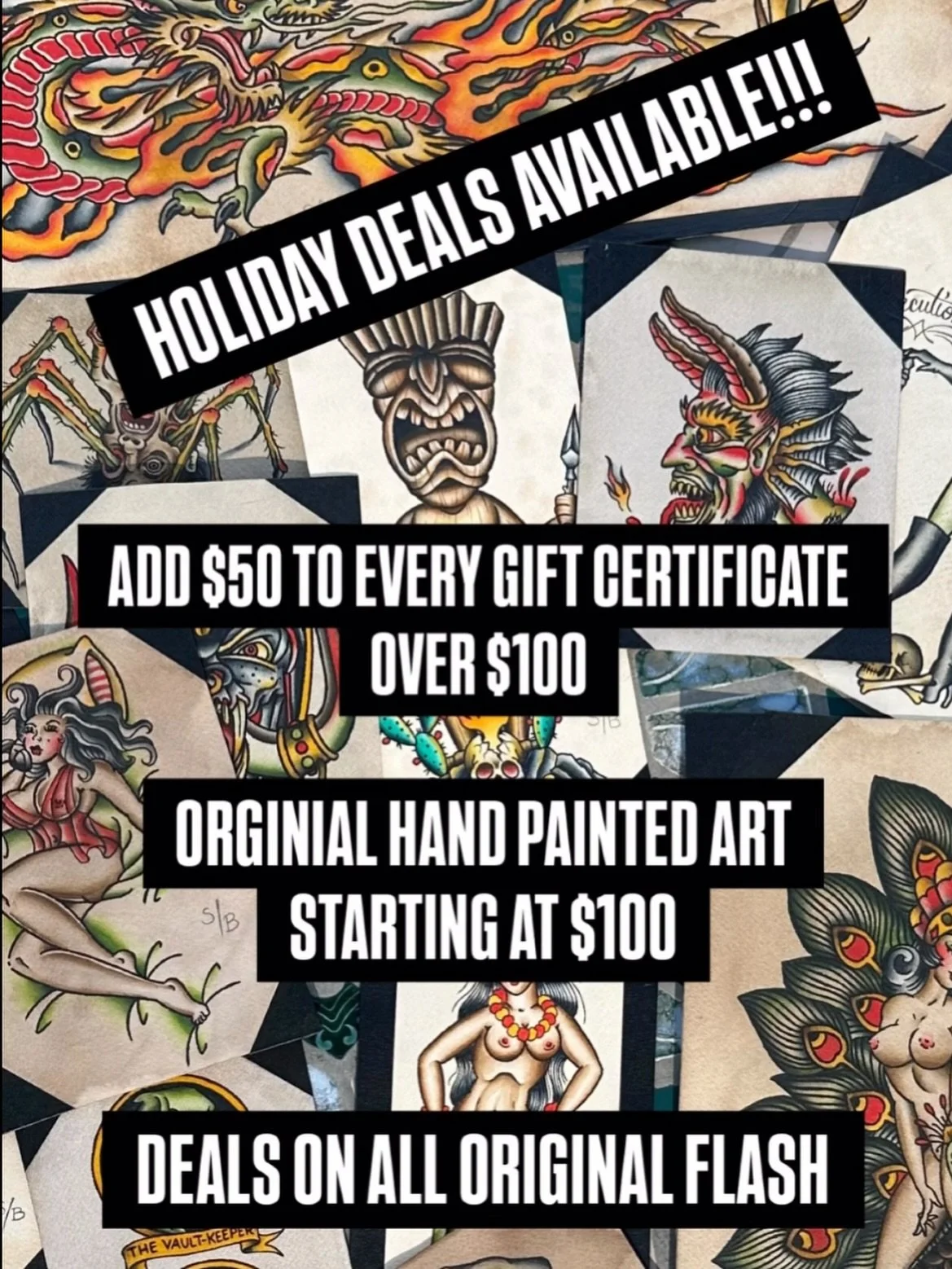 I Got Some Killer Holiday Deals Kicking!!!
 If You&rsquo;re interested in buy Art I will ship to the lower 48&hellip;if you got any questions DM or text me at (602) 448-6116 or Stop by @artistictattoo_phx&hellip;I&rsquo;m here Tuesday-Saturday Noon-9