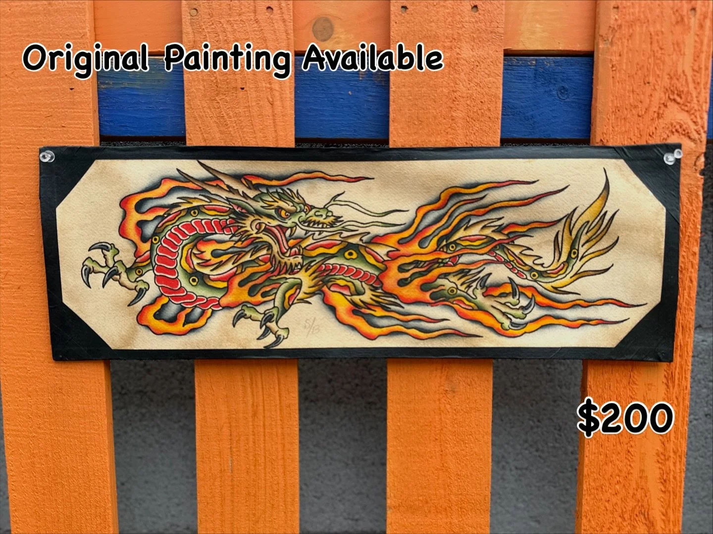 Fuck Corporate Christmas&hellip;Give Something Handmade and Show You Care.
This Holiday Season I&rsquo;m going to be Offering up Some of My Original Painting and up First is this 70&rsquo;s Style Traditional American Dragon.
This Painting is done in 