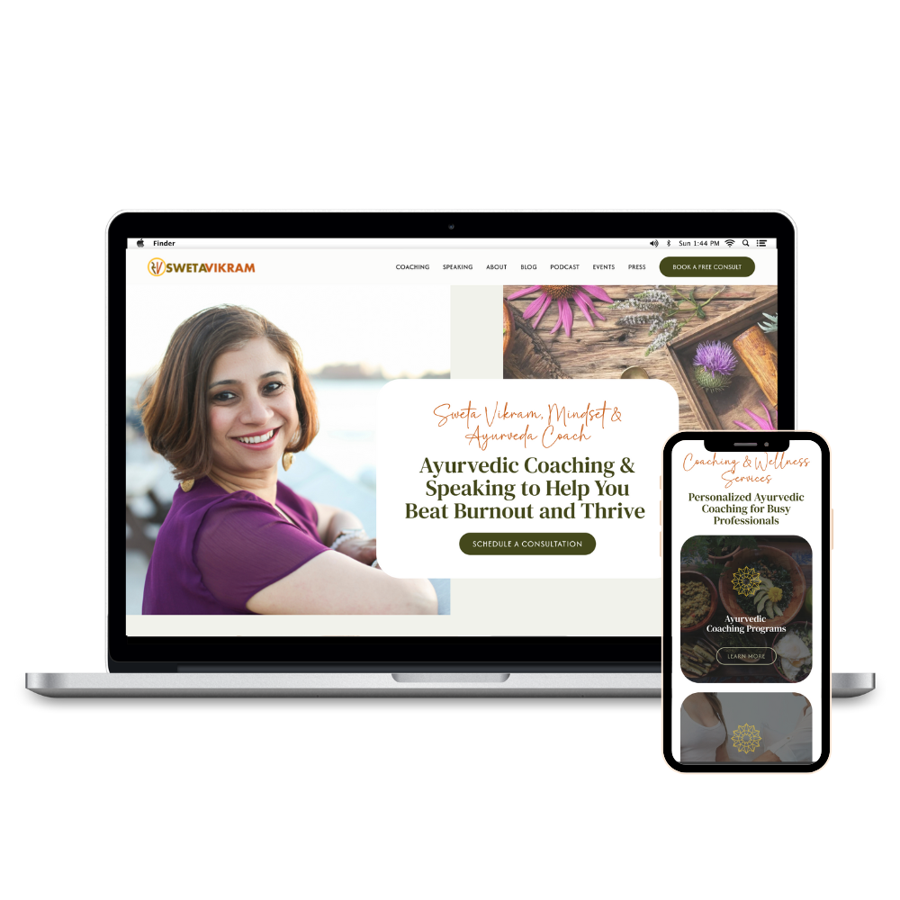 Website Design: Ayurveda Wellness Coach & Speaker