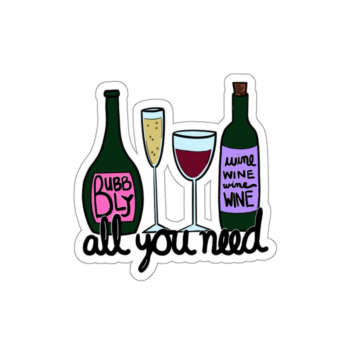 ALL YOU NEED IS WINE (Sticker, 3in)