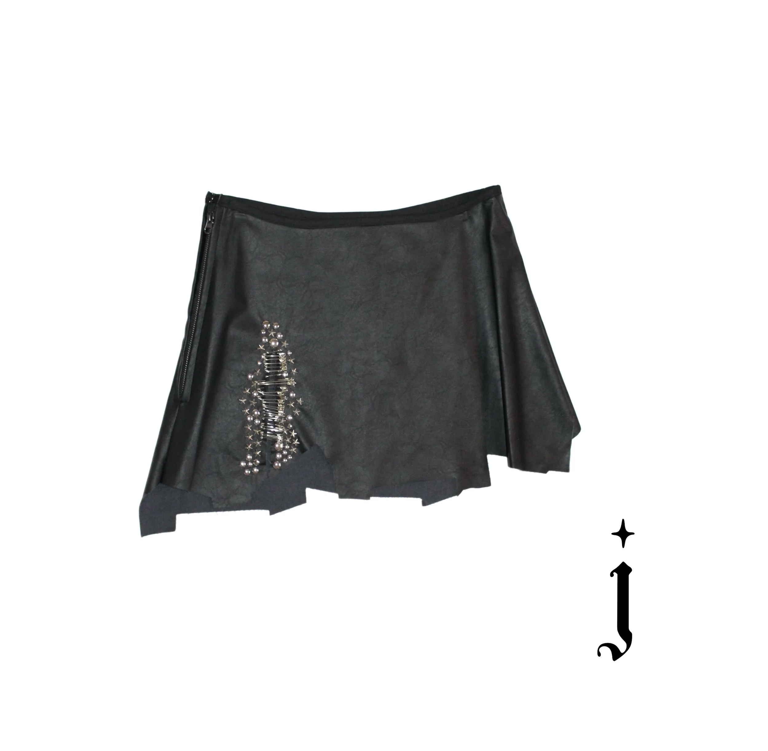 Leather Embellished Skirt