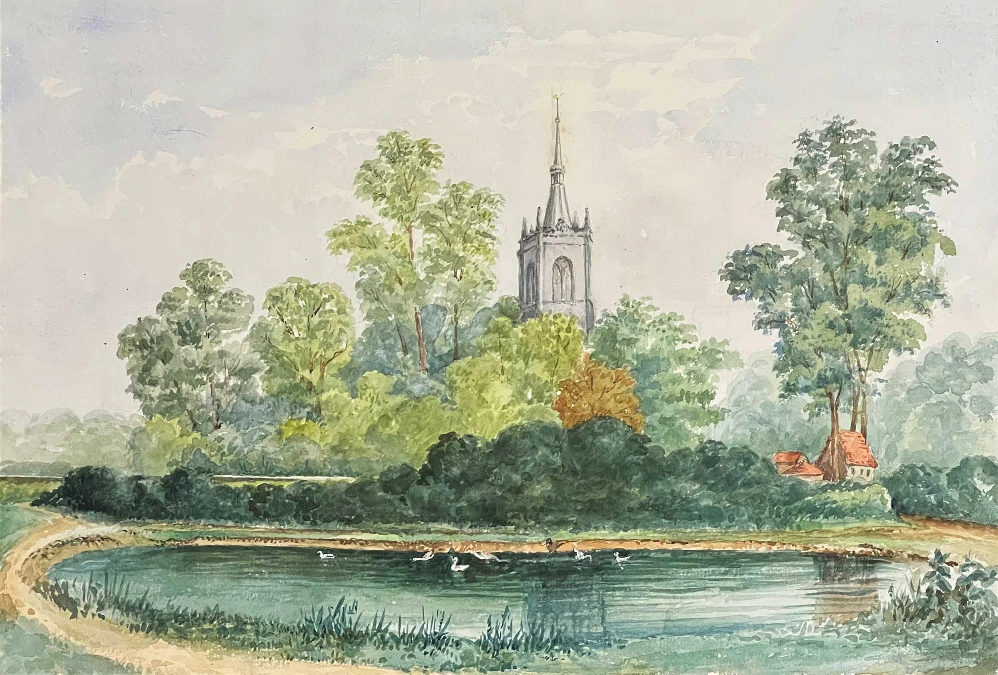 British School, Circa 1900, The Churchyard Pond