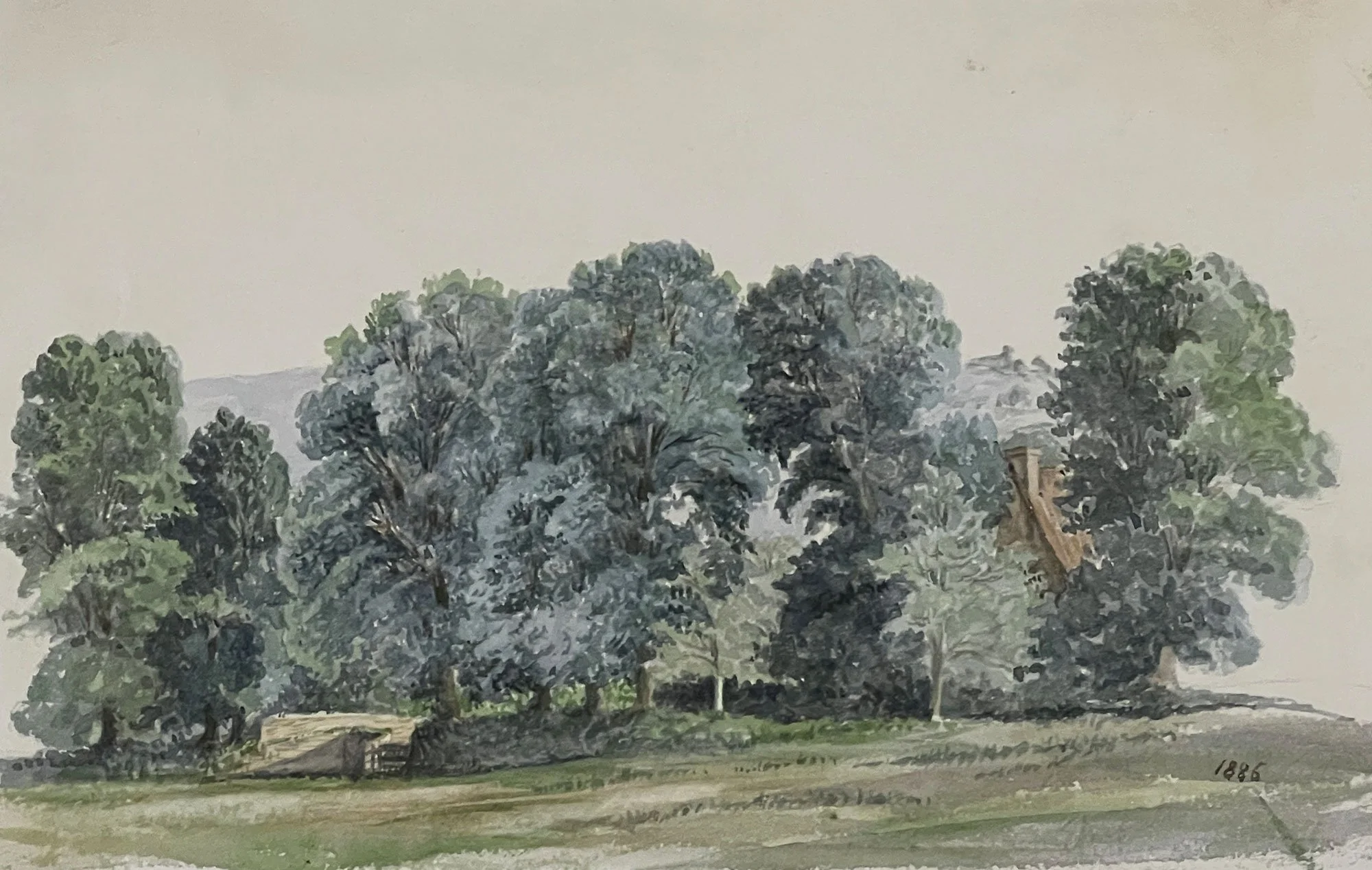 British School, View to the Cottage 1885