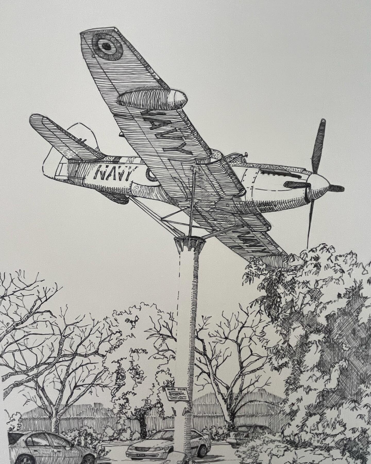 I&rsquo;m currently doing some architectural drawings, which I am enjoying very much. It&rsquo;s a very mindful experience.

Located at the Griffith Tourism Hub, the Fairey Firefly Fighter Bomber was raised as a memorial to all the men and women of t