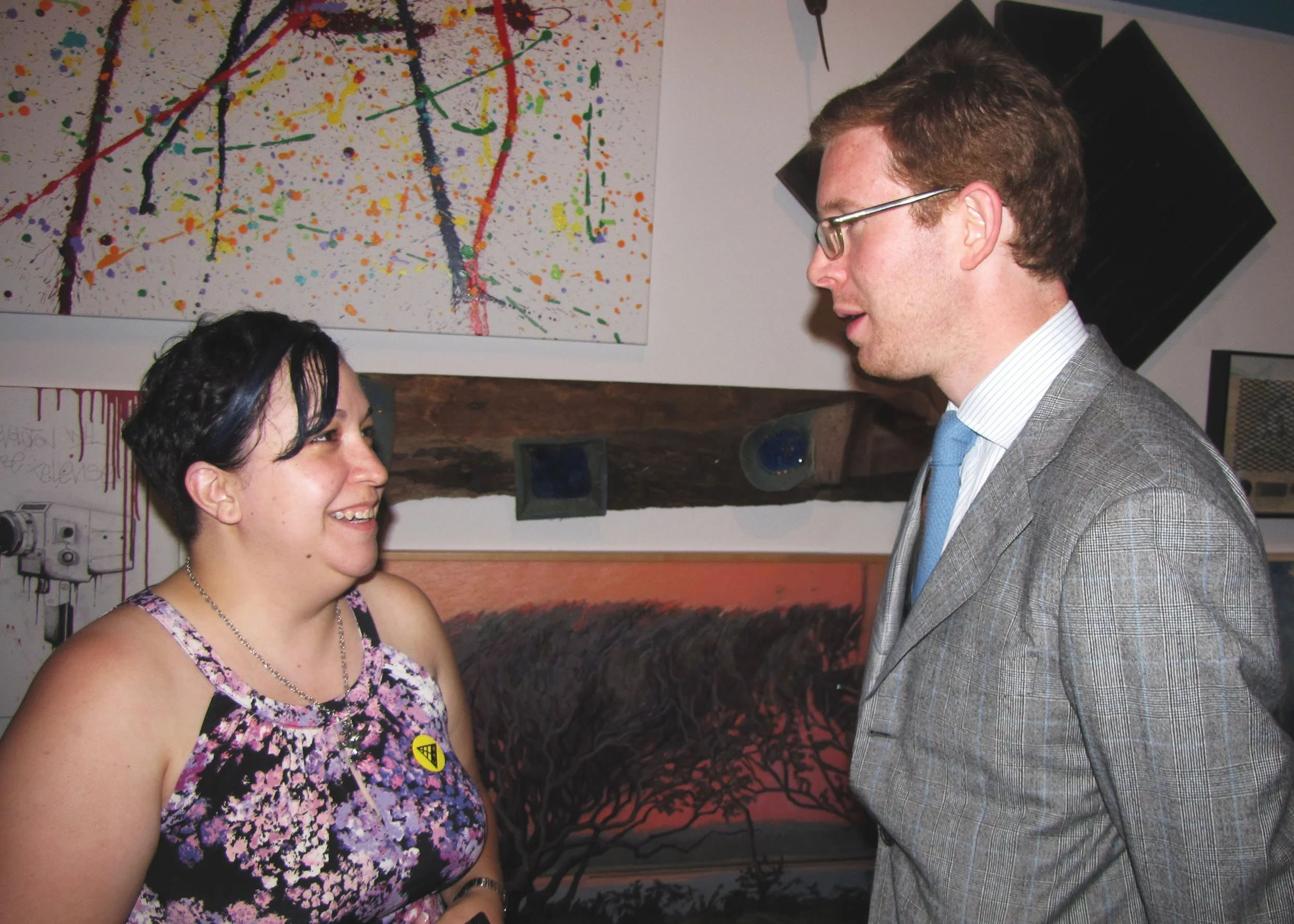 Ava Bock in conversation with Nicholas Cullinan, then Curator of International Art at Tate Modern, during State of the Art/Art of the State at Cameron Art Museum, Wilmington, North Carolina, 2011.