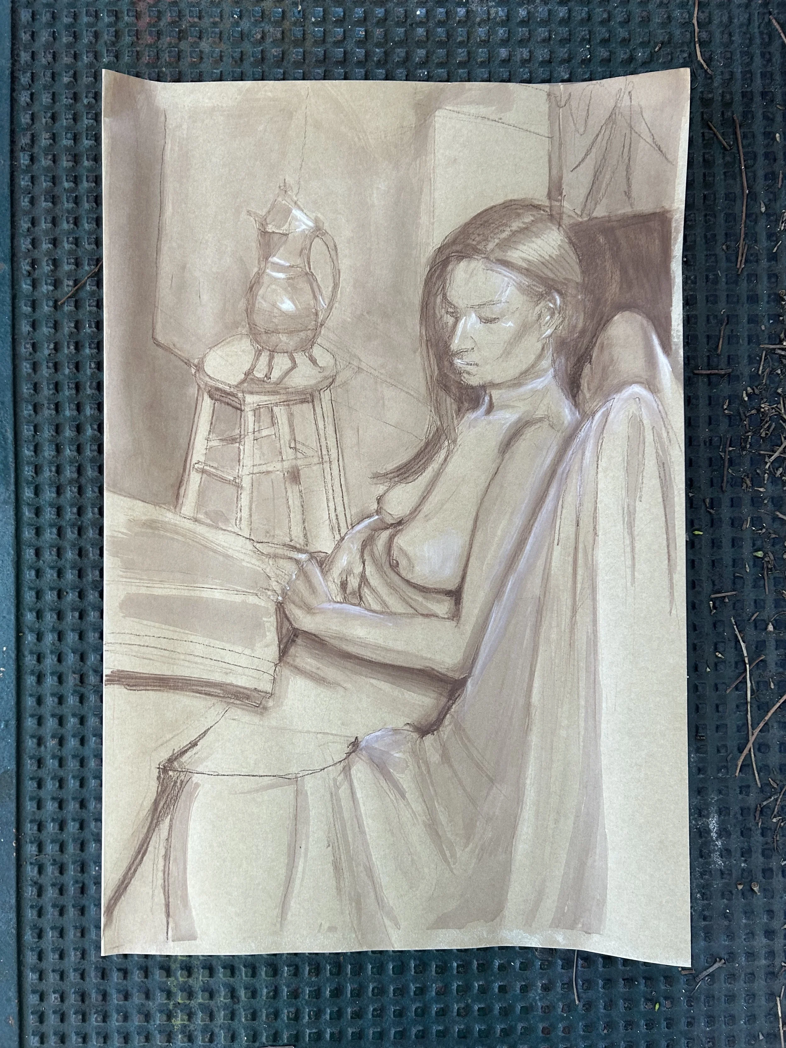 Chalk and ink on craft paper