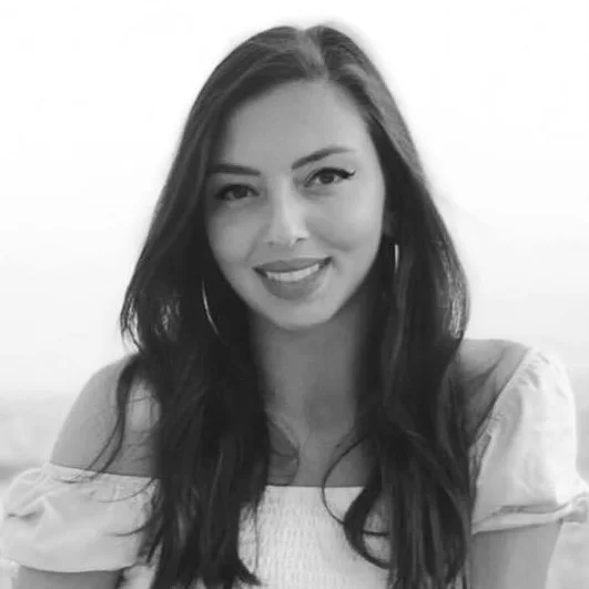 Black and white photo of Jessica Hanna.