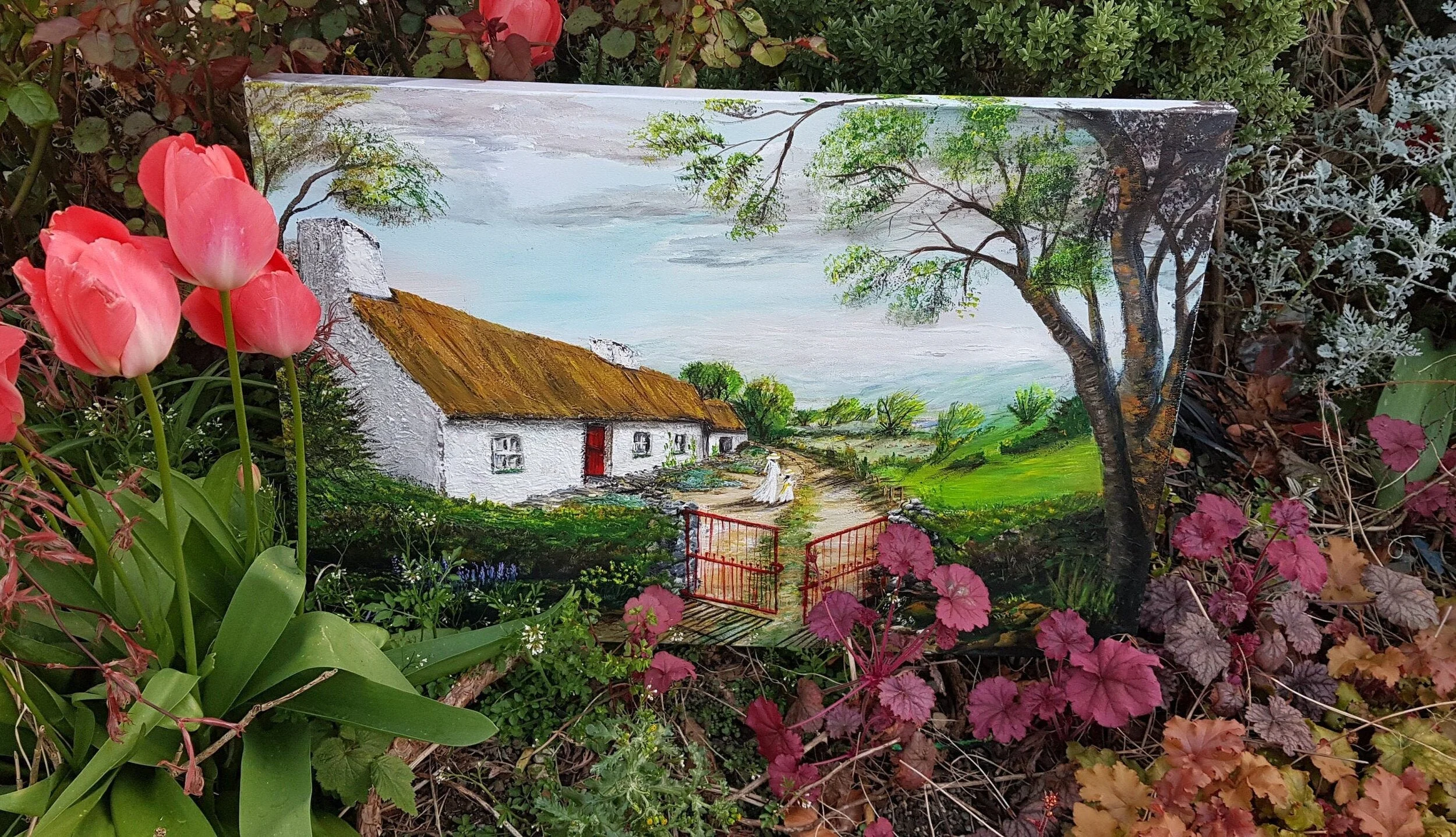 Old Irish Countryside Thatched Cottage | Original Acrylic Painting |  30\, image size:2500x1438