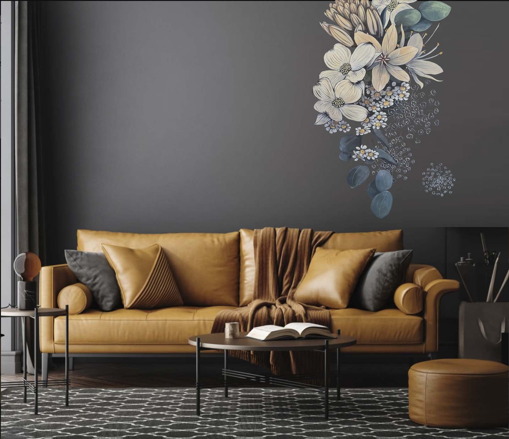 bouquet on wall