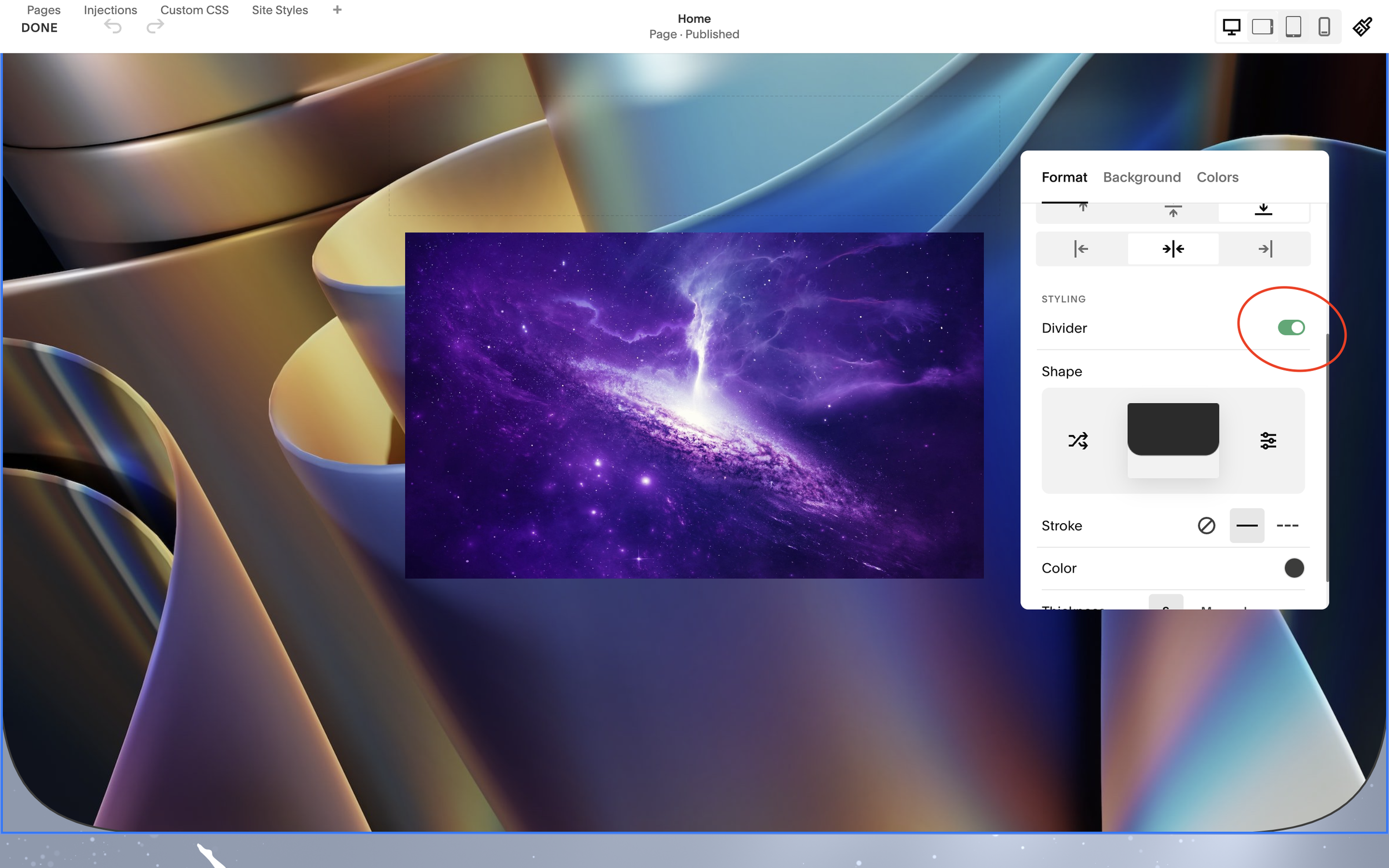 How to use Squarespace section dividers
