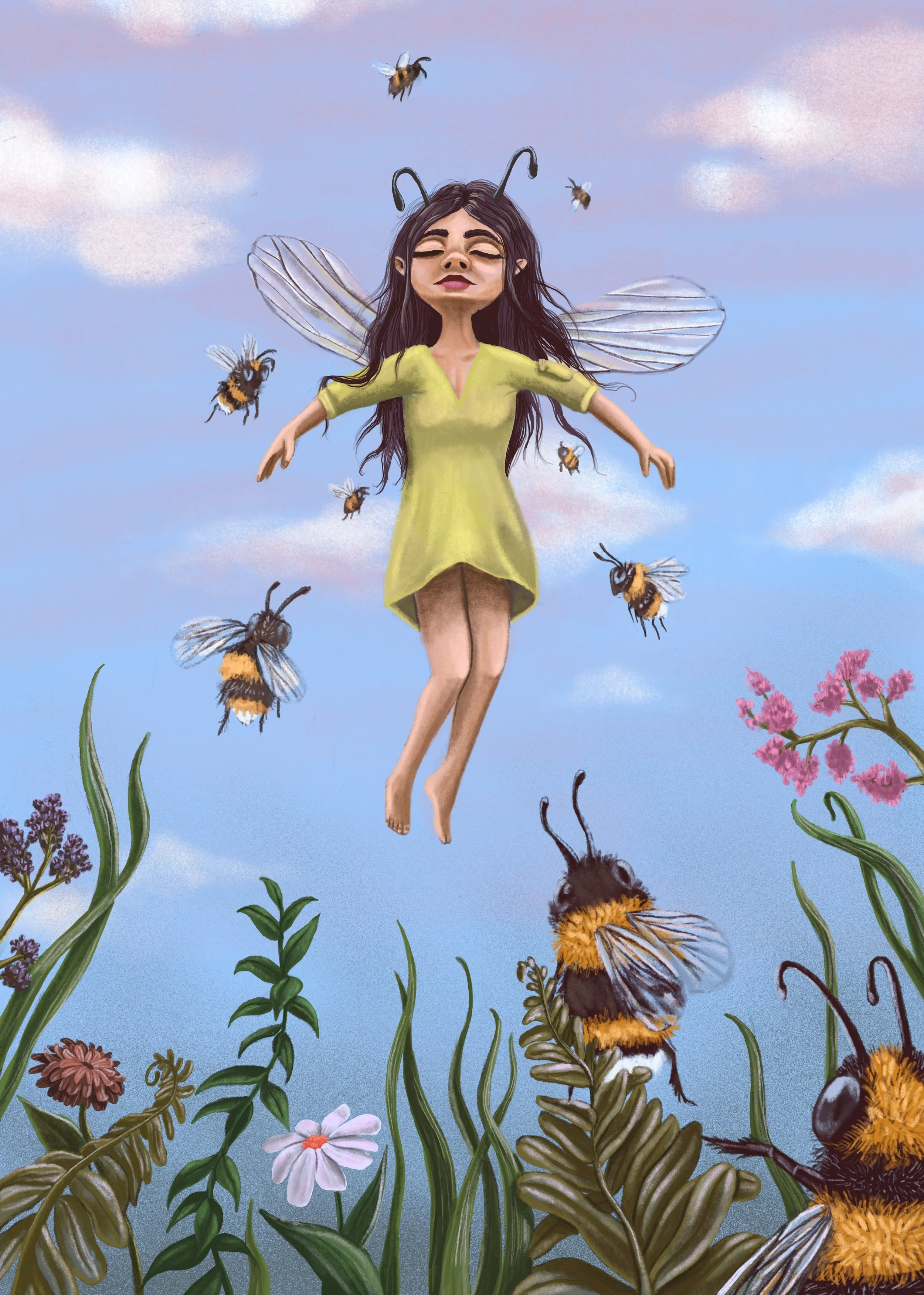 I can fly illustration from Bumblebee queen. By Nadia Beltran de Lubiano