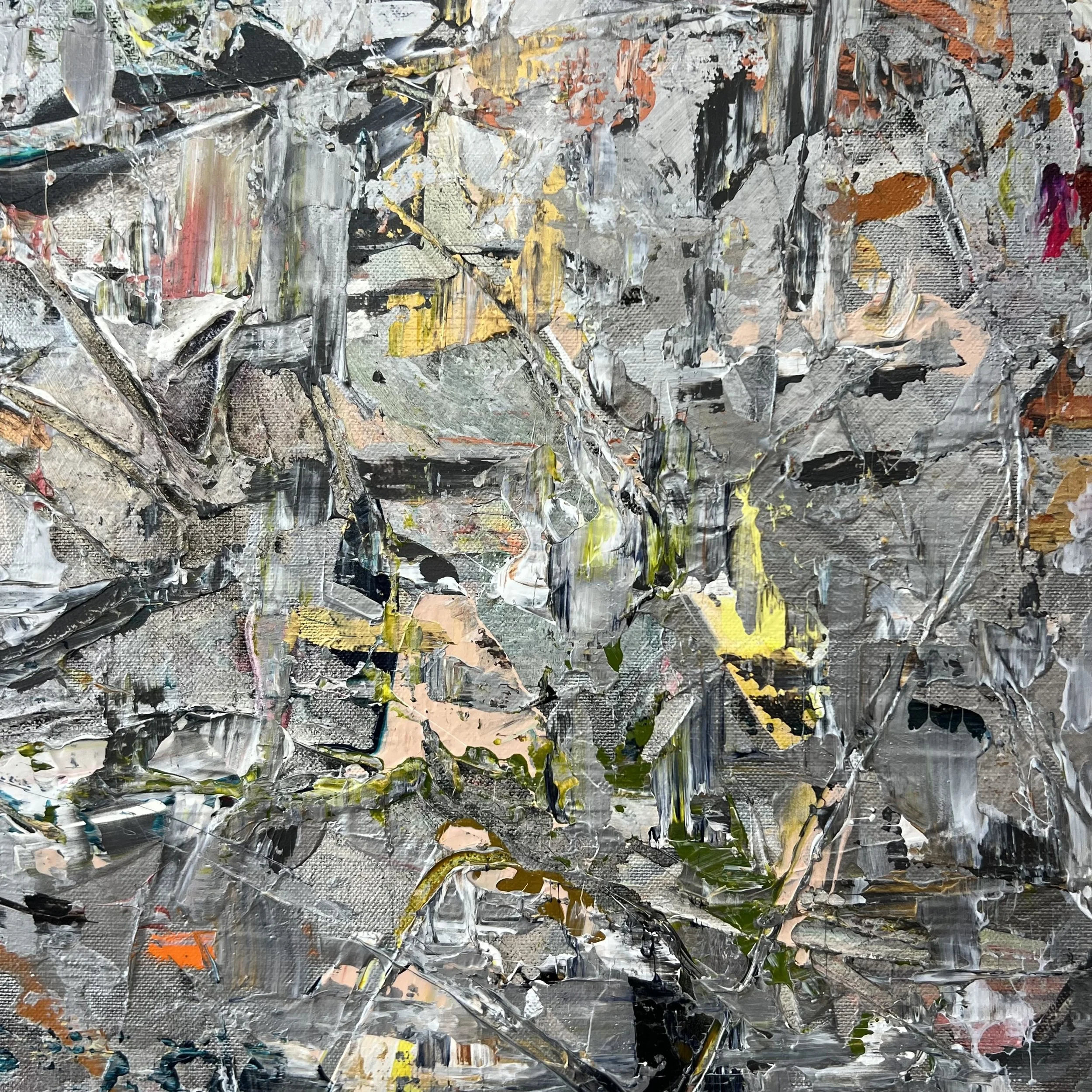 In Search of Solace, 2025, acrylic on linen, 60x 65.5 inches detail 