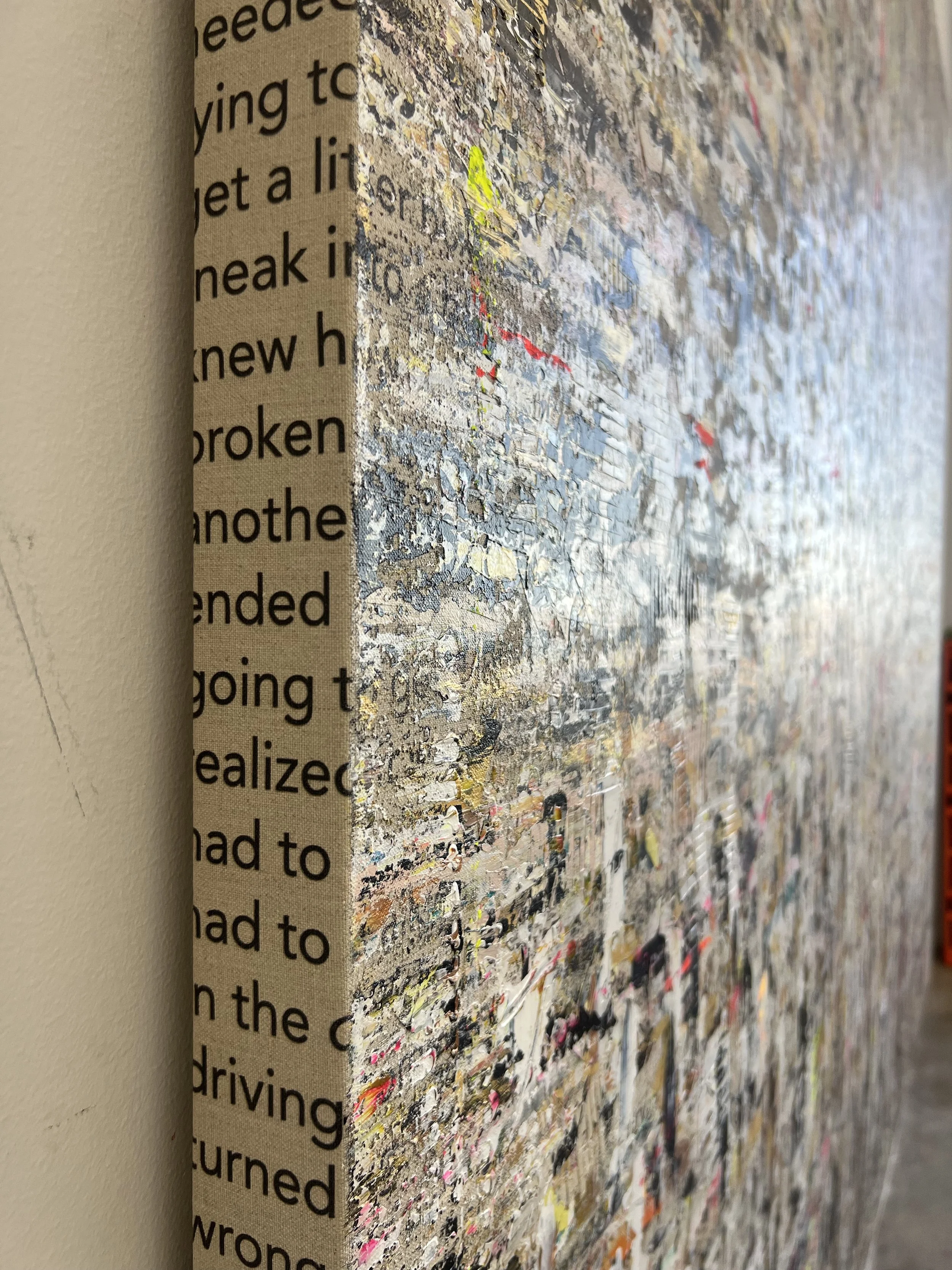 A World in Motion, 2025, acrylic  and ink on linen, 80x95 inches detail 