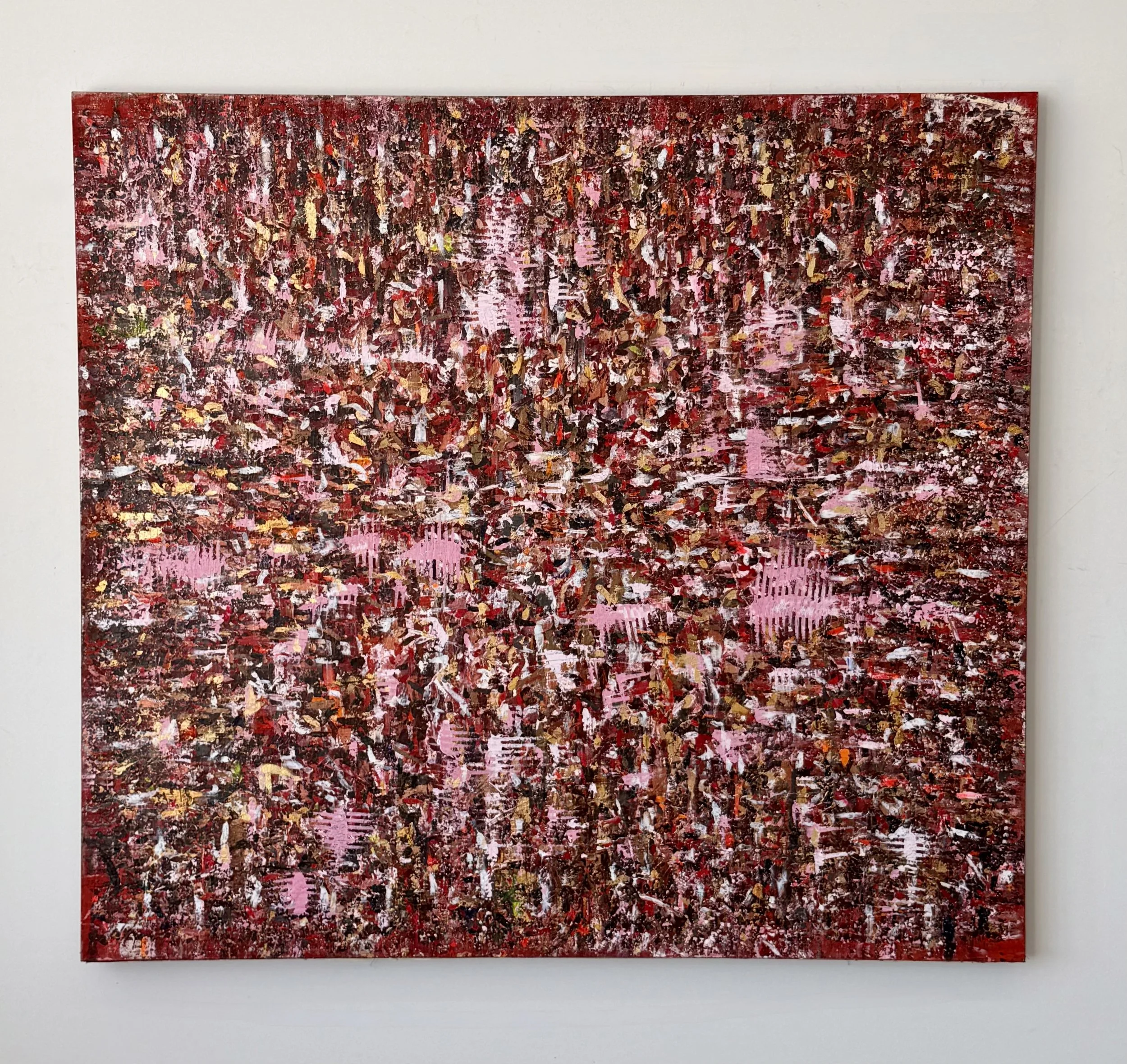 the warmth that I'm weaving is for you alone, acrylic on linen, 57x63 inches