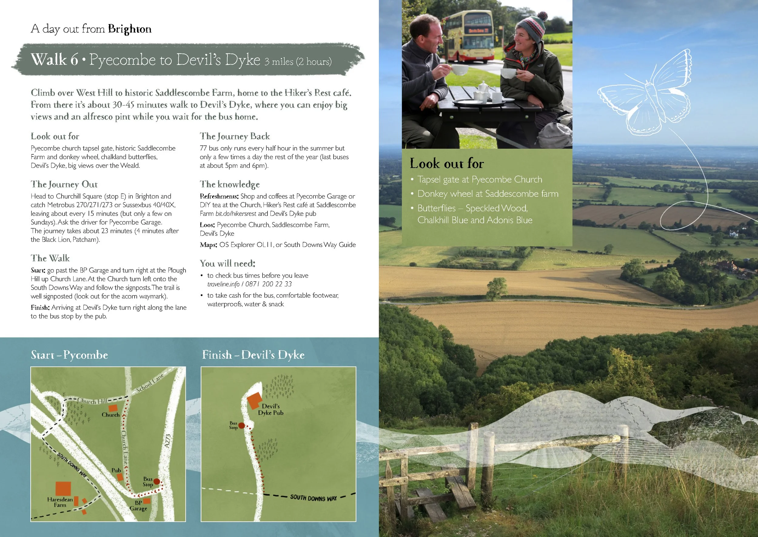 From Walking the South Downs Way by Public Transport - day walks from major settlements. For South Downs National Park Authority working with Starfish Creative Design