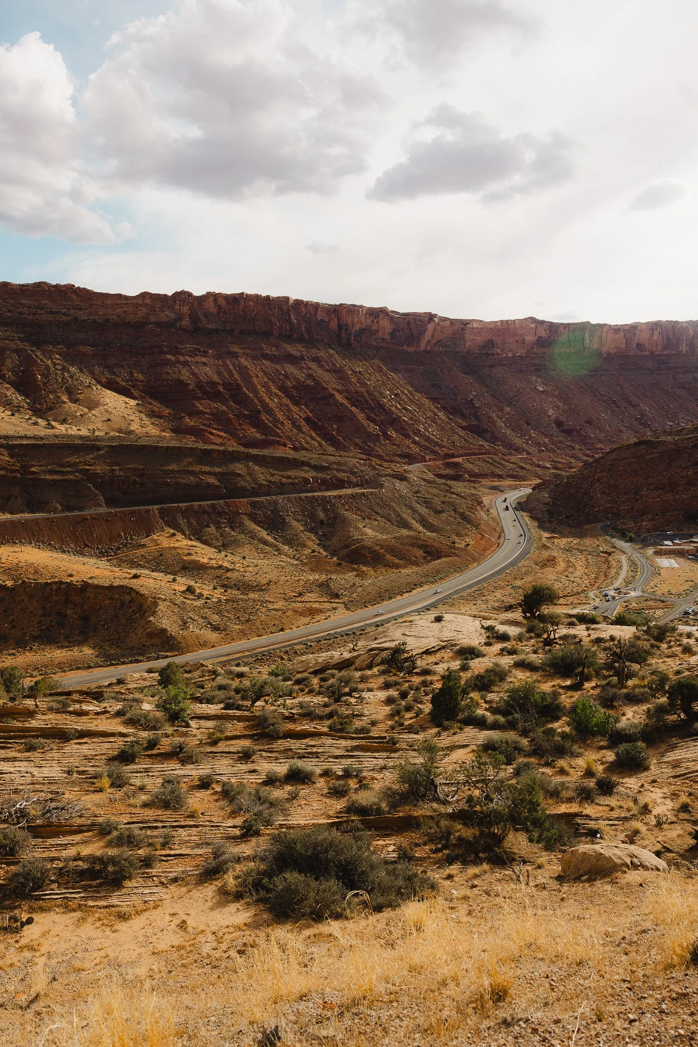 A scenic view overlooking canyon walls in Moab Utah