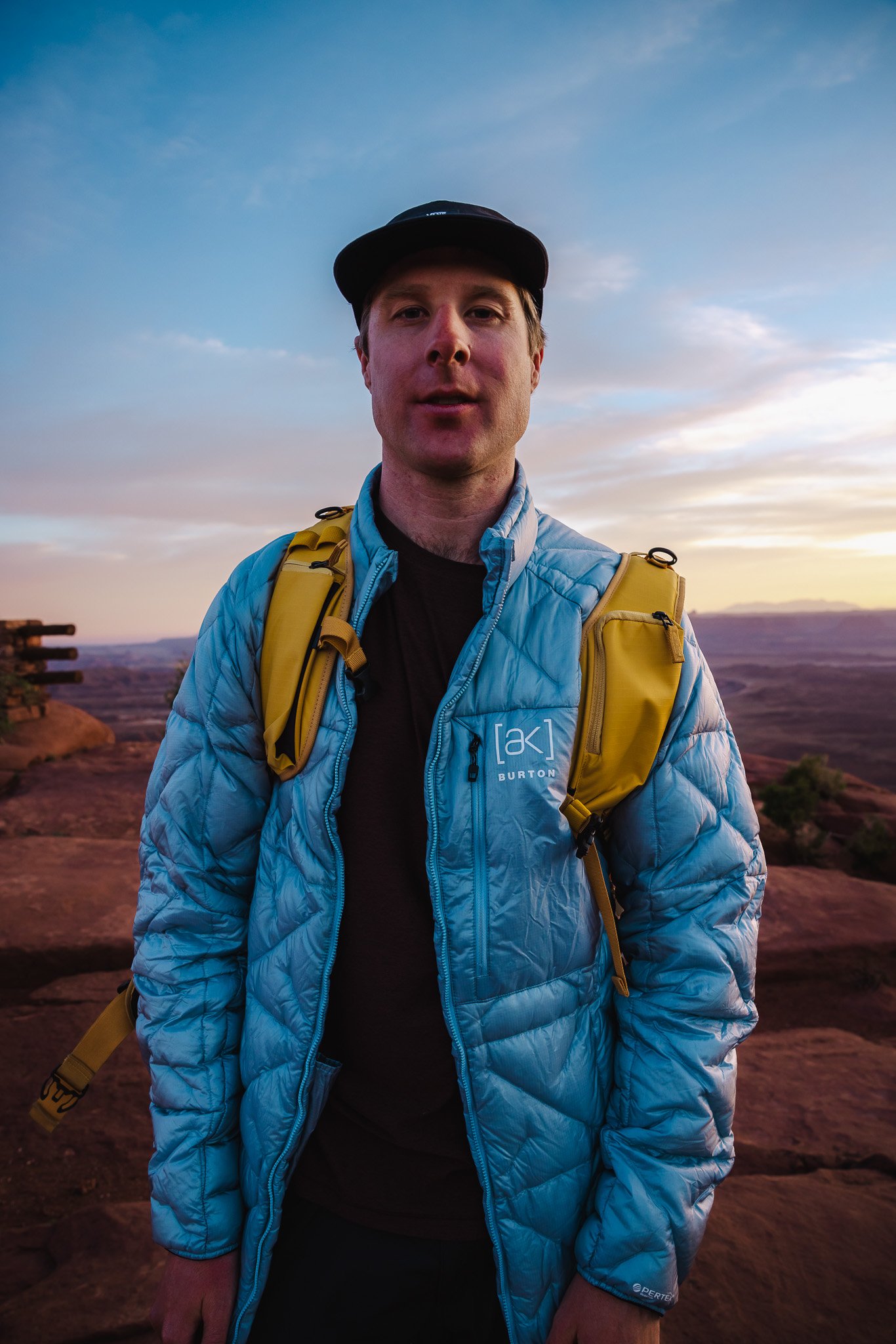 wearing a warmer Burton AK jacket
