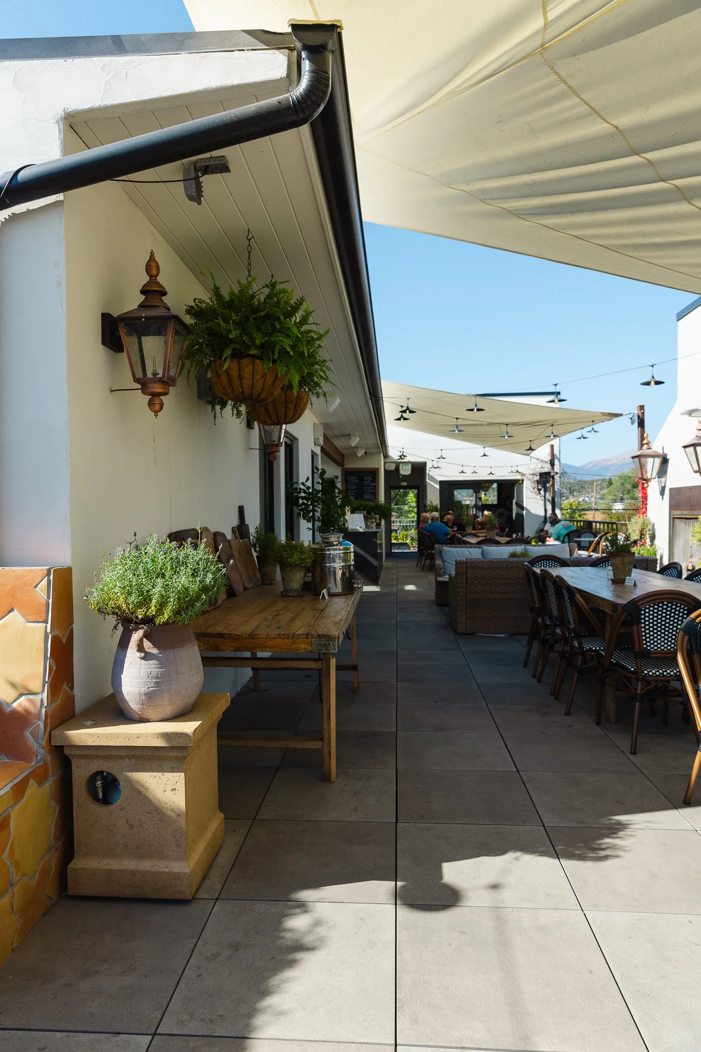 Rooftop mountain town restaurant