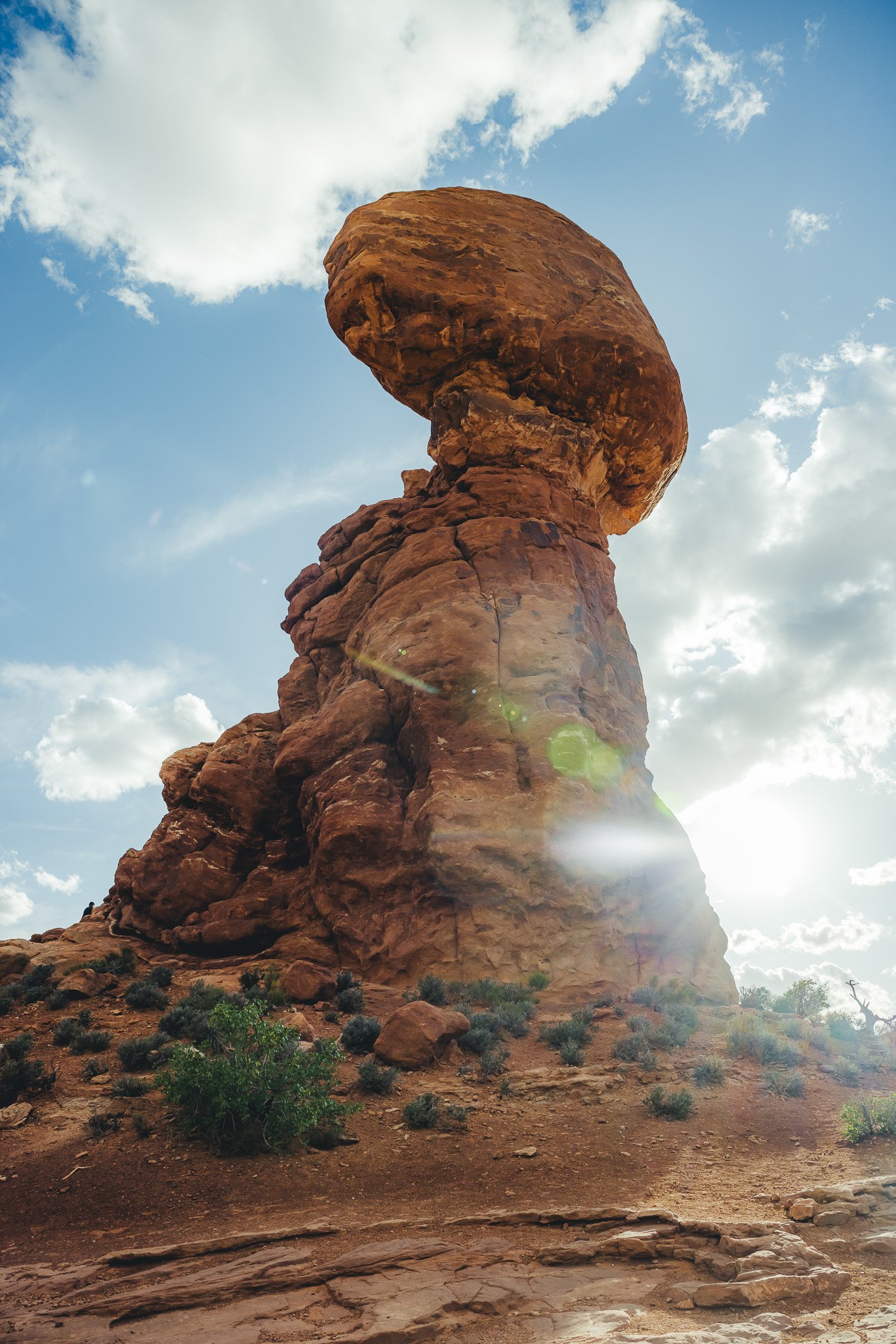 An up close photo of Balanced Rock