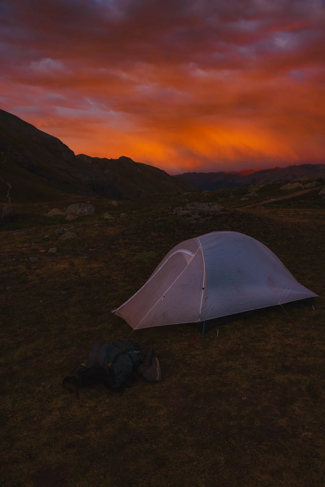 A sunset while camping