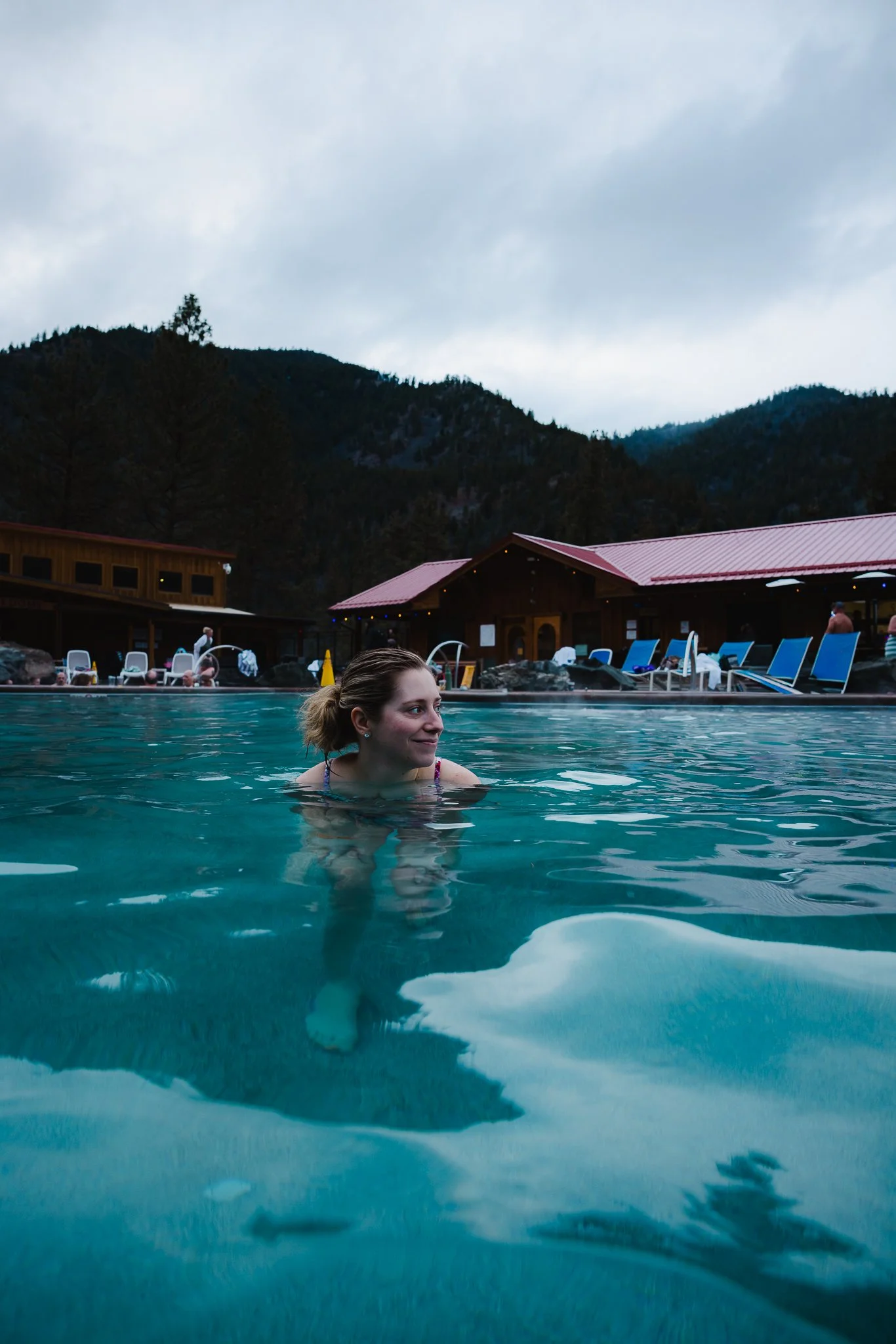 warming up at Quinn's hot springs