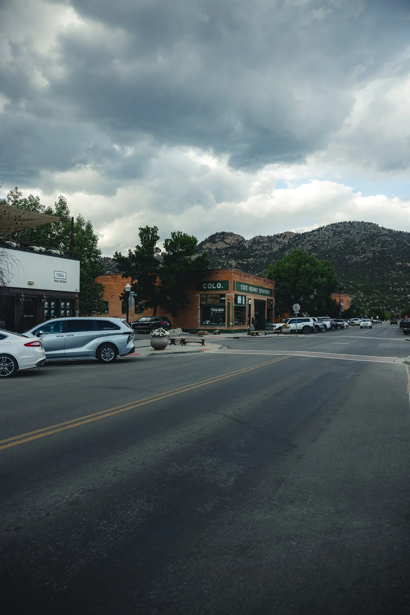 Mountain town with local eatery and rooftop views