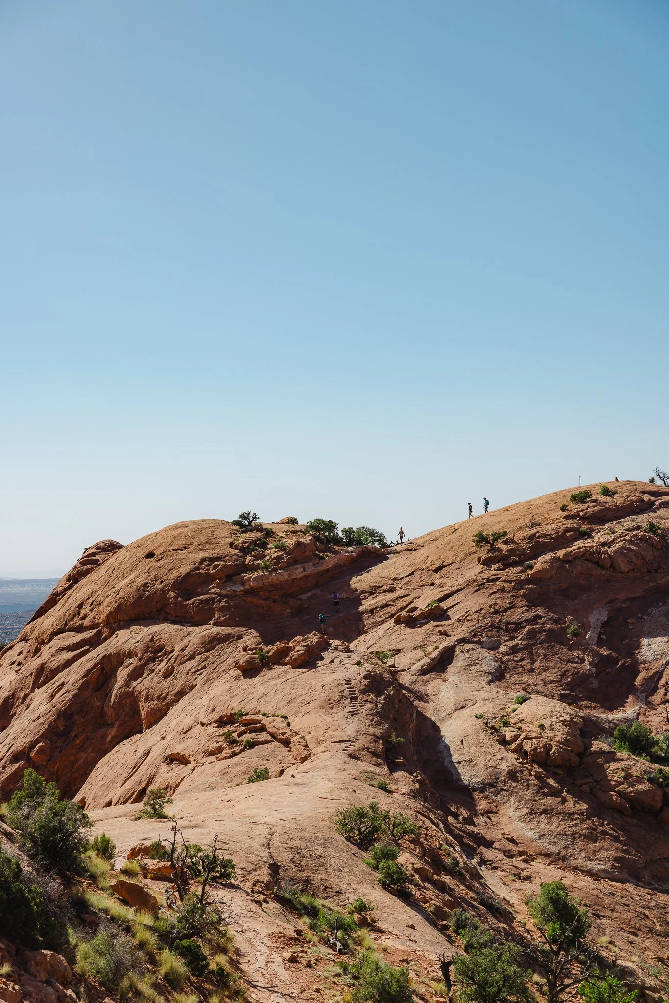 The hike up a rock face of Upheaval Dome