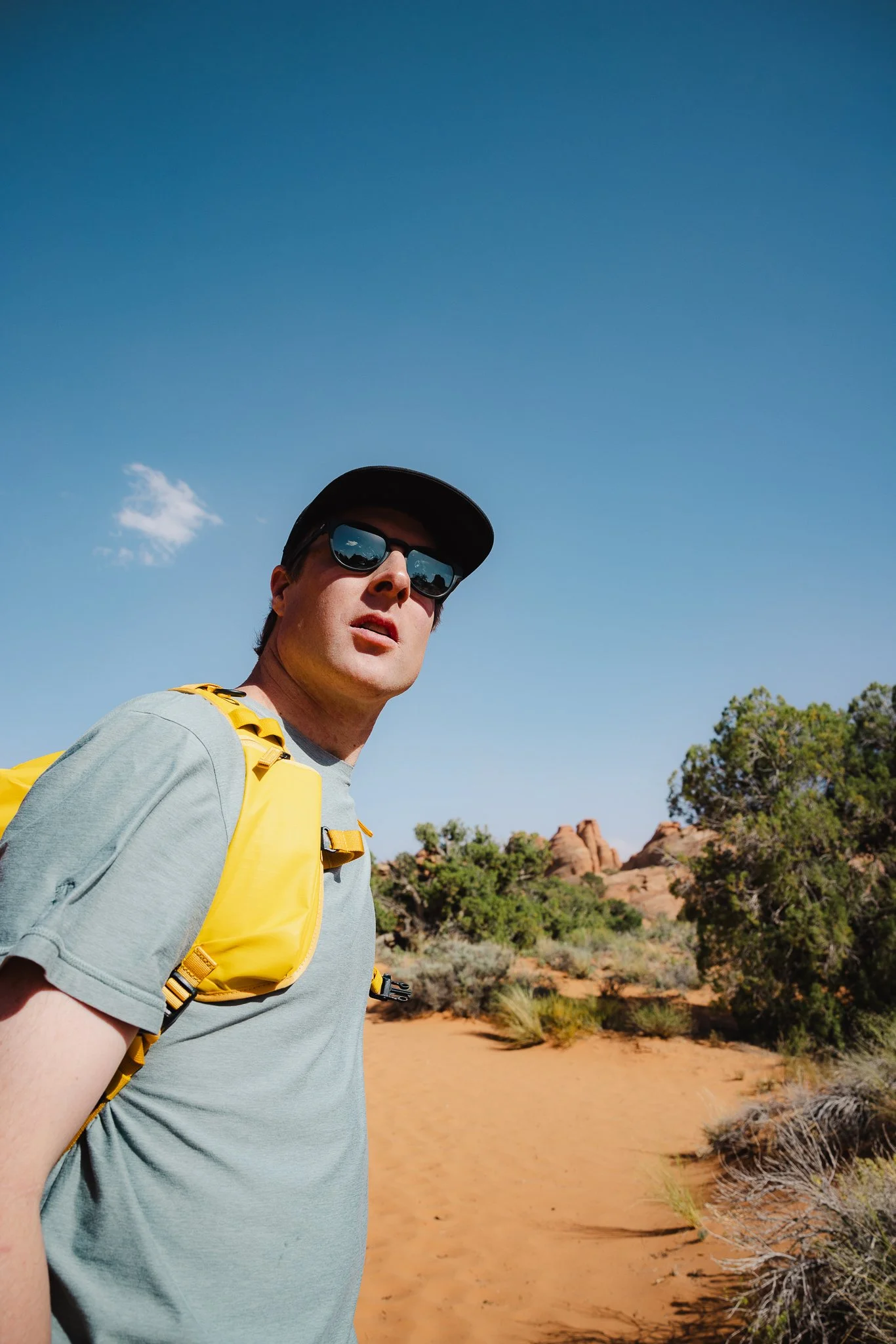 Looking back at different rock structures in Oakley sunglasses