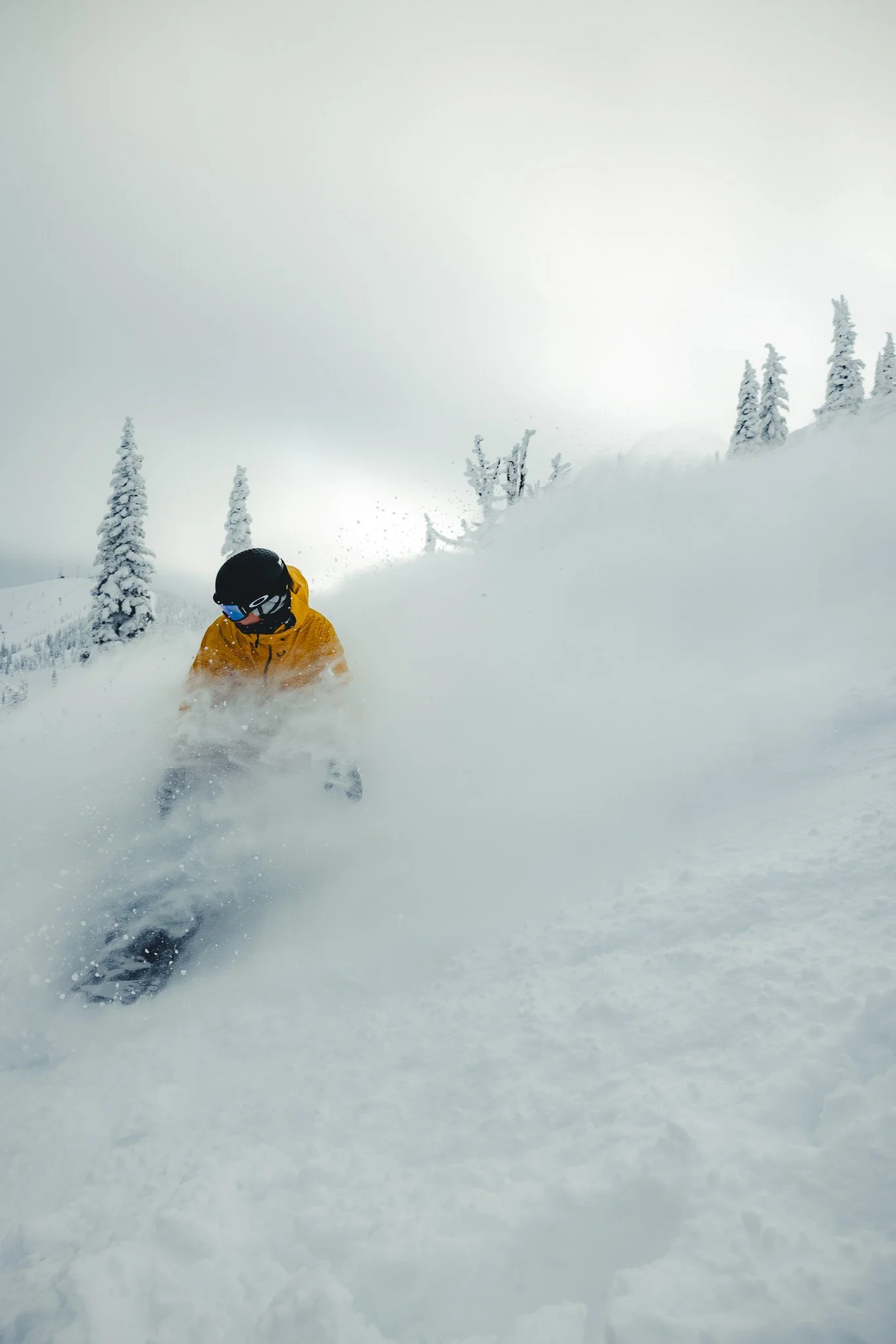 A powder turn at Schweitzer ski resort