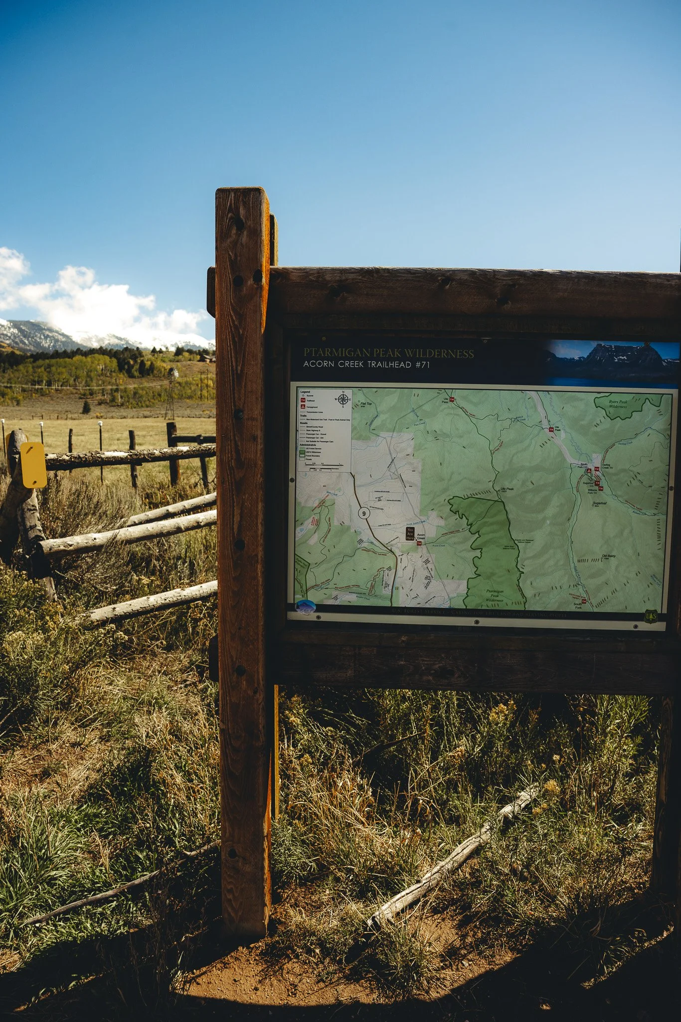 The trail sign that also includes a map