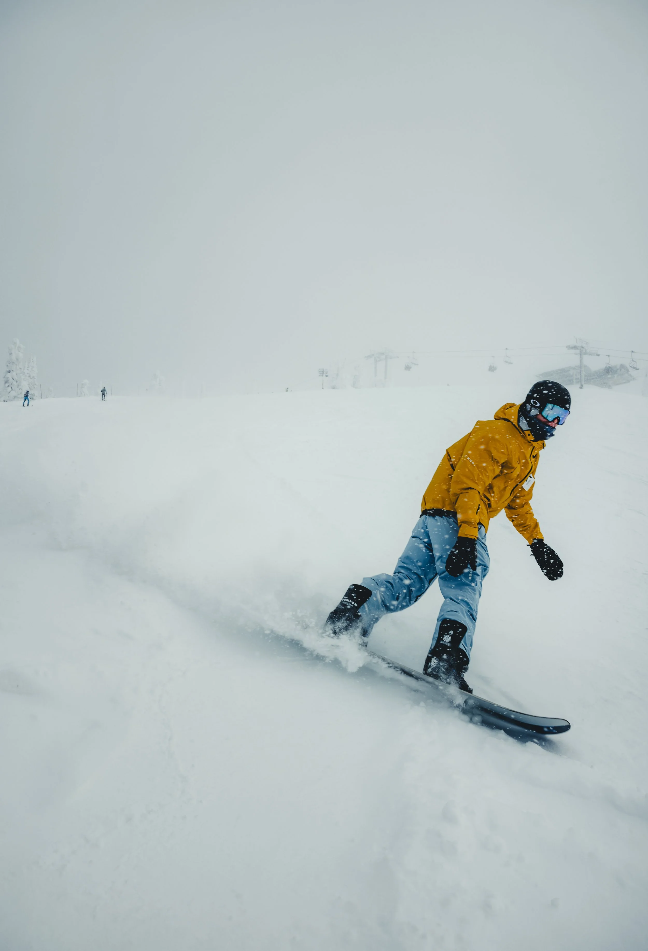 Snowboarding on a powder day