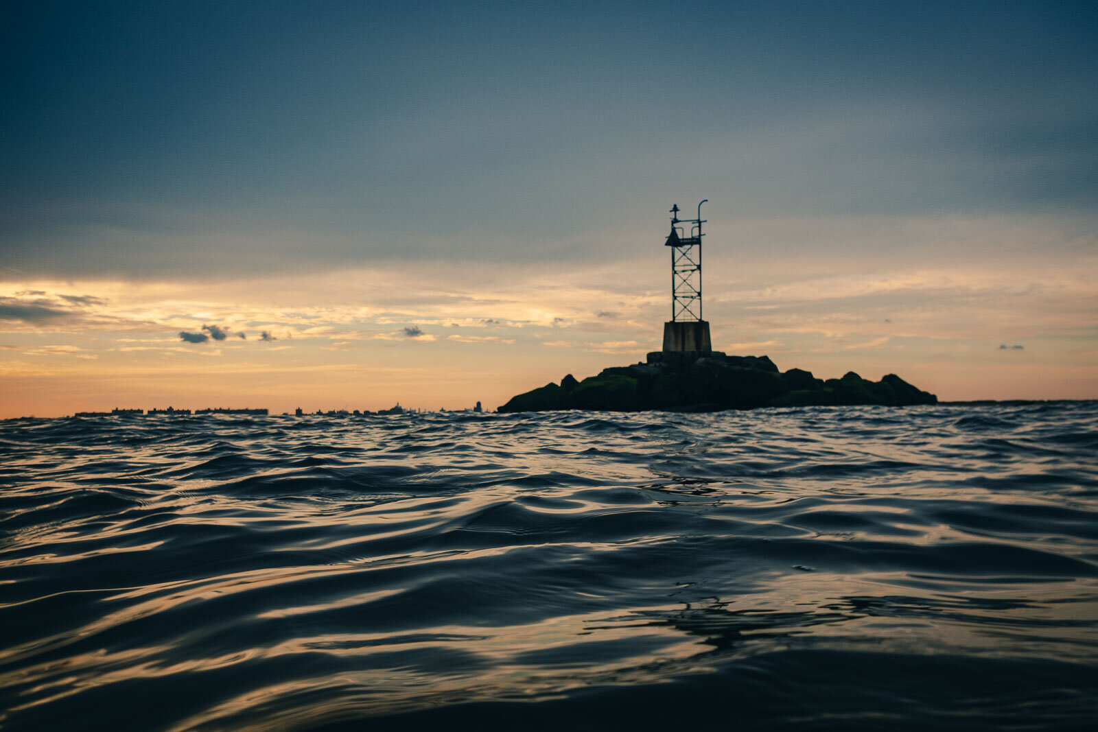  diving, swimming at Breezy Point, Atlantic ocean, sunset dusk. NYC. photo by STefano Giovannini 