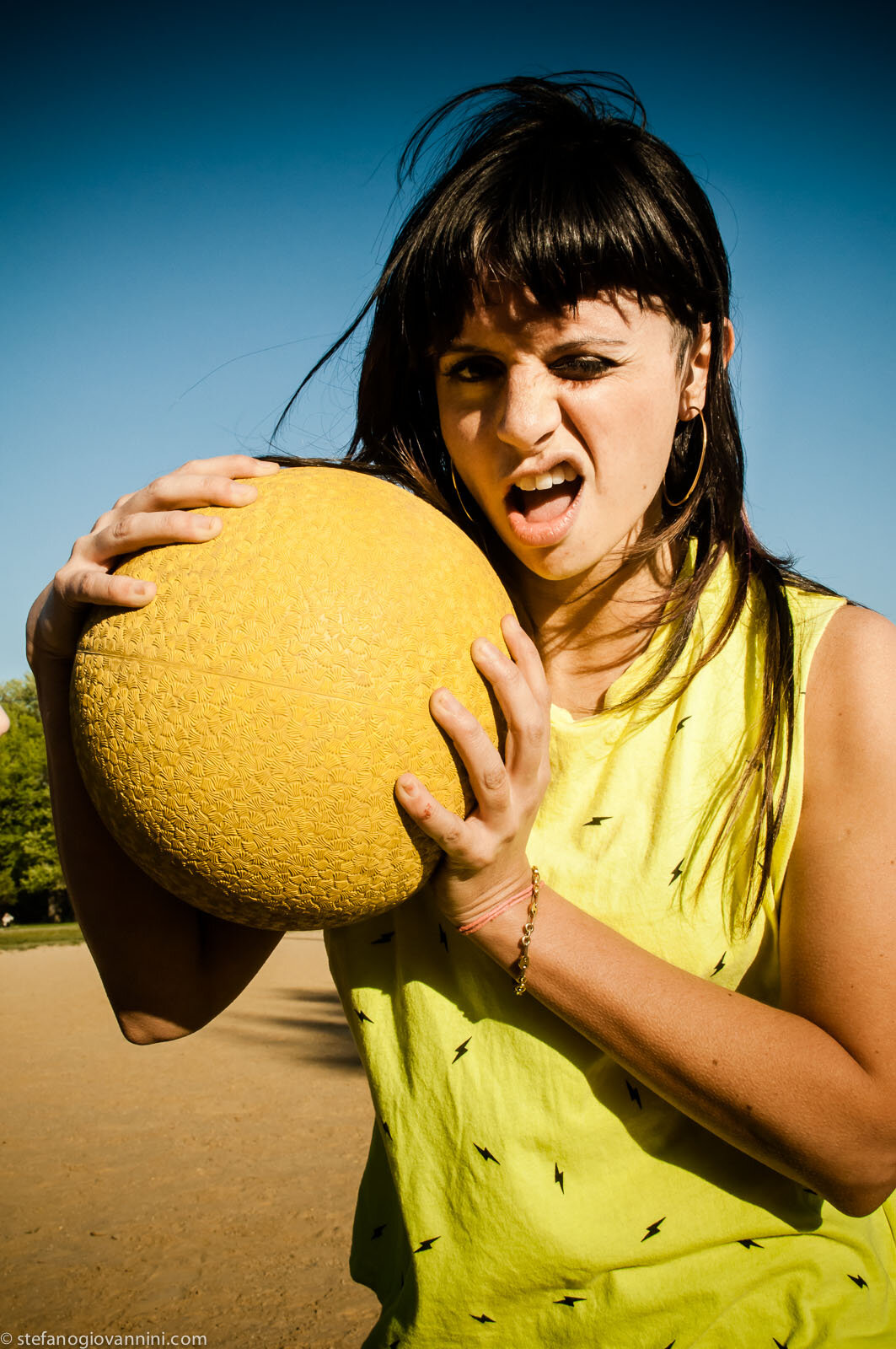  Hillary Kaylor of Space Rabies team. Kickball league, McCarren Park Williamsburg / Greenpoint Brooklyn NY. Apr 29 2012 