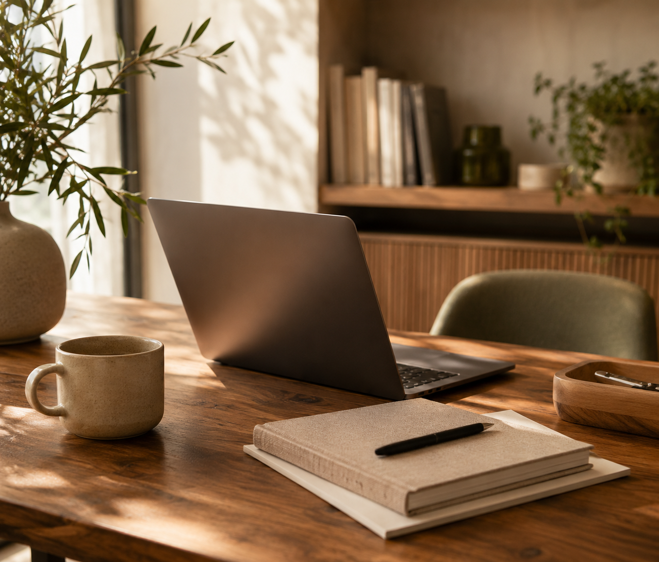Laptop and notebook on a desk representing a professional website review and Website NCT.