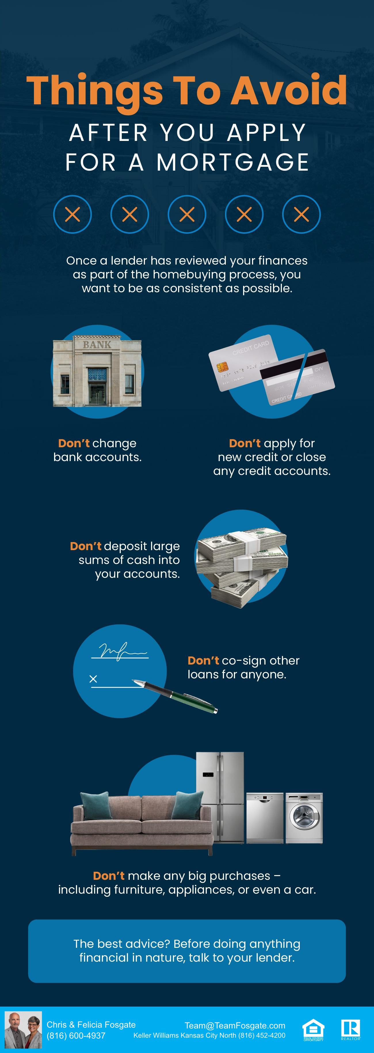 Things To Avoid After You Apply for a Mortgage