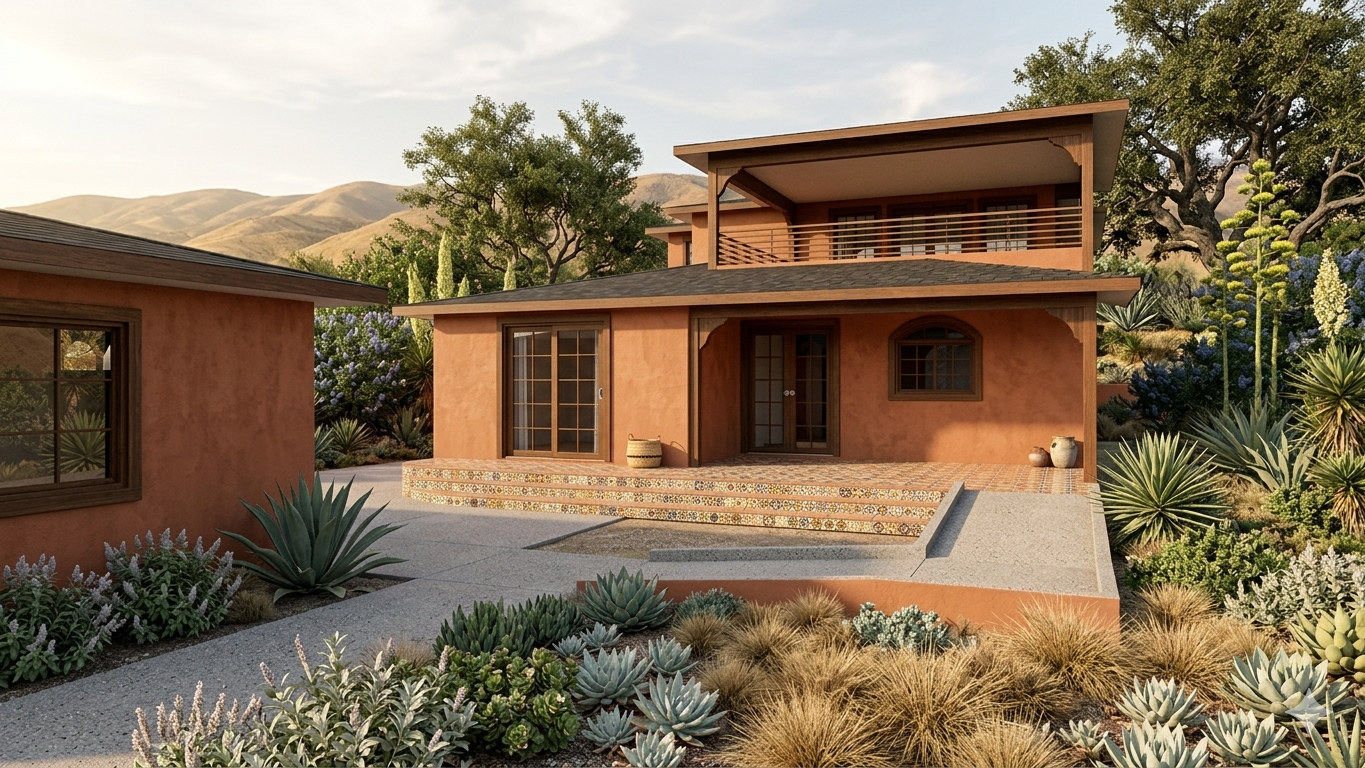 Rendering of back of main house
