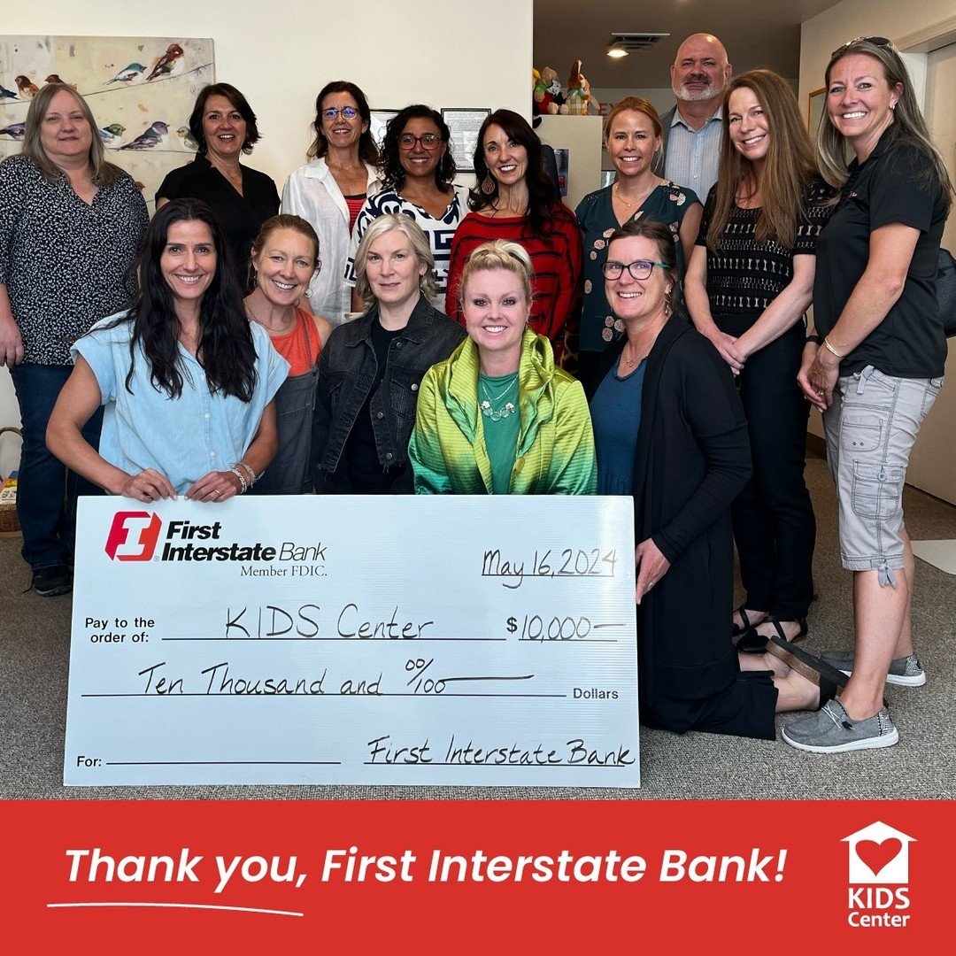 Last week, First Interstate Bank stopped by for a special visit, and brought a $10,000 check to KIDS Center!⁠
⁠
We are so grateful for the continued support of our local First Interstate Bank branches&mdash;they have been a steady sponsor of our annu