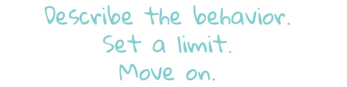 Describe the behavior. Set a limit. Move on.