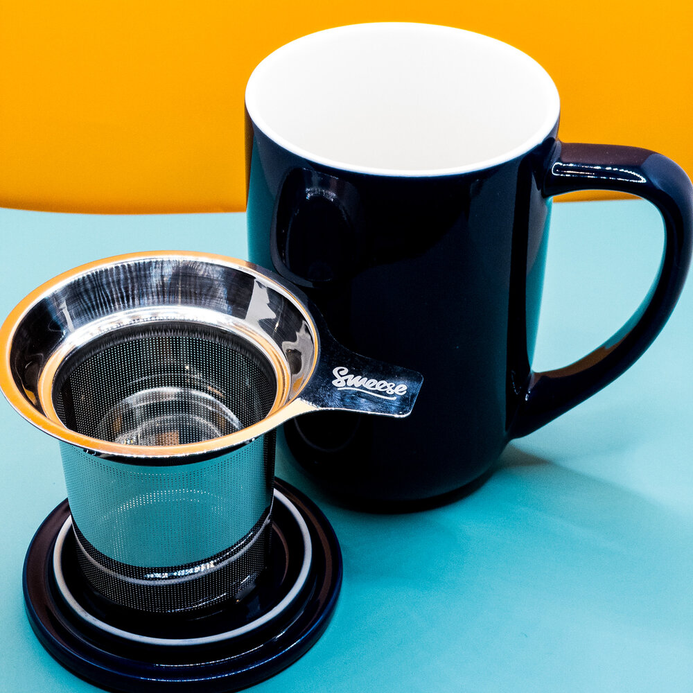 Sweese Porcelain Tea Mug with Infuser and Lid, Turquoise