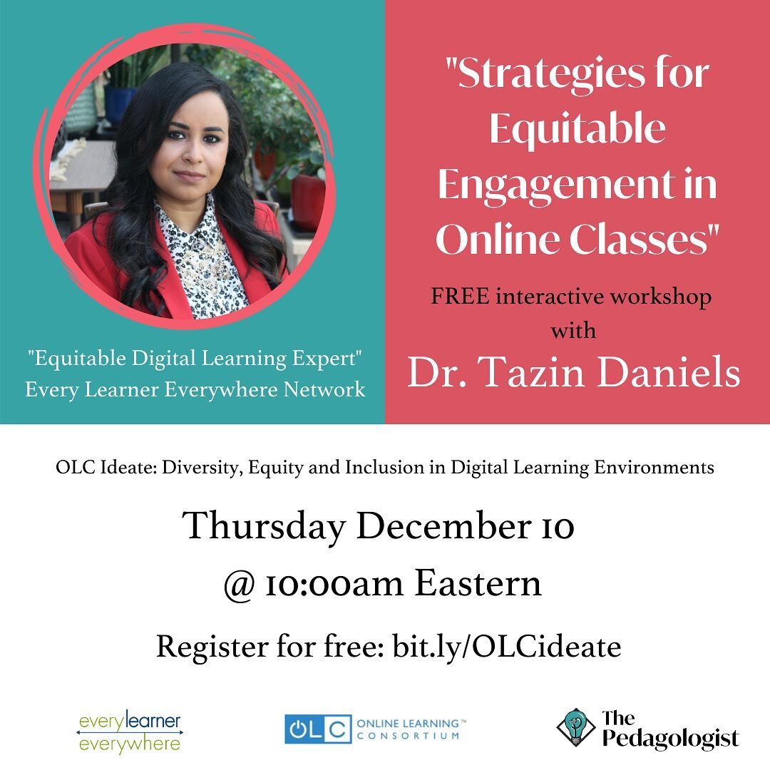 Are you teaching online? Come check out my interactive salon at the @everylearnernetwork @onlinelearningconsortium ideate event for FREE! Register: bit.ly/OLCideate #onlineeducation #inclusiveeducation