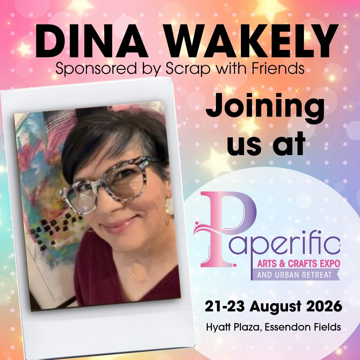 🌟 Guest Artist Announcement! 🌟
We are thrilled to welcome the incredible Dina Wakley to the Paperific Art &amp; Crafts Expo!

Dina is an internationally renowned mixed‑media artist, author, and educator &mdash; and she&rsquo;s joining us all the wa